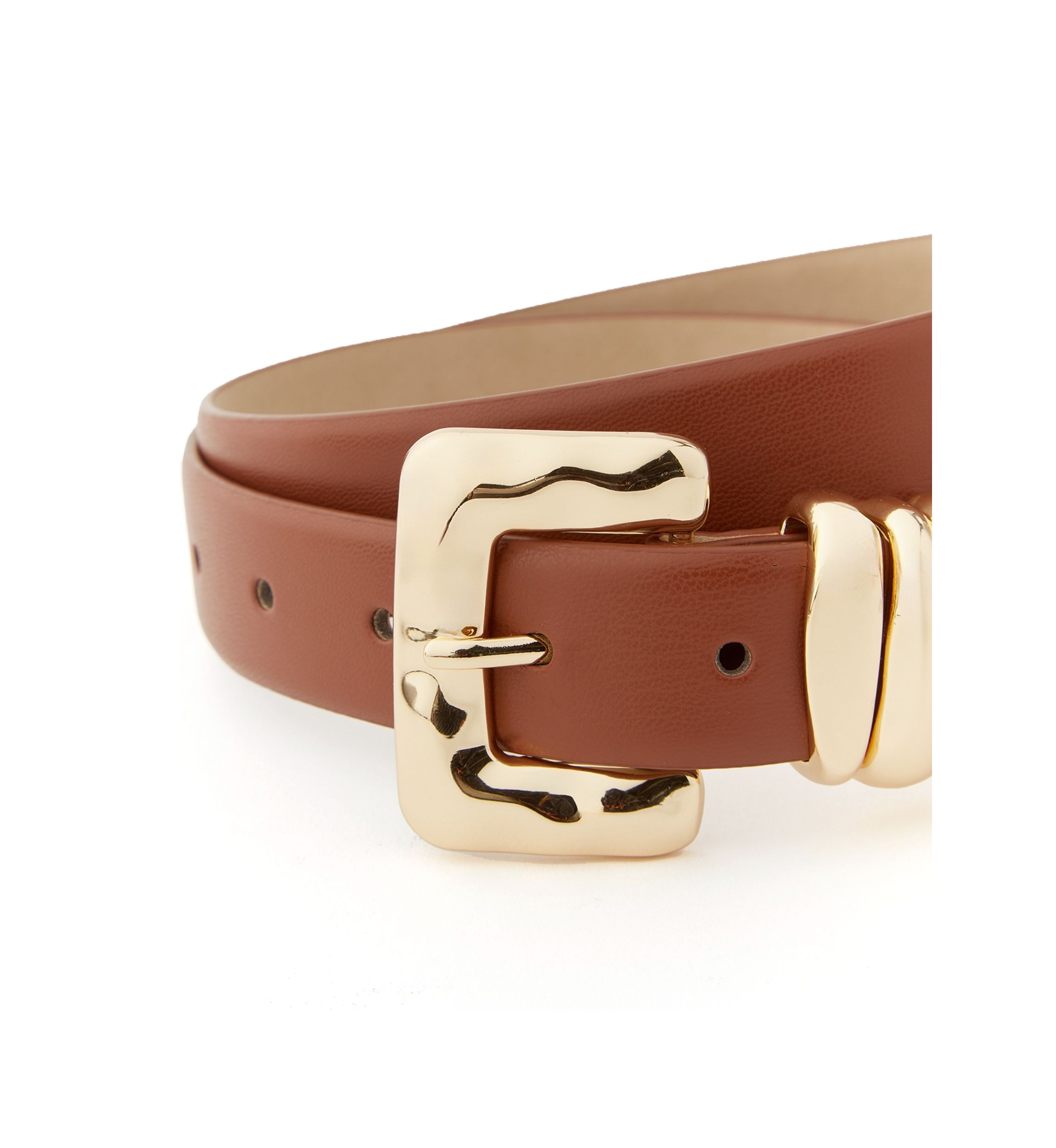 Organic Shaped Buckle and Loops Smooth Belt