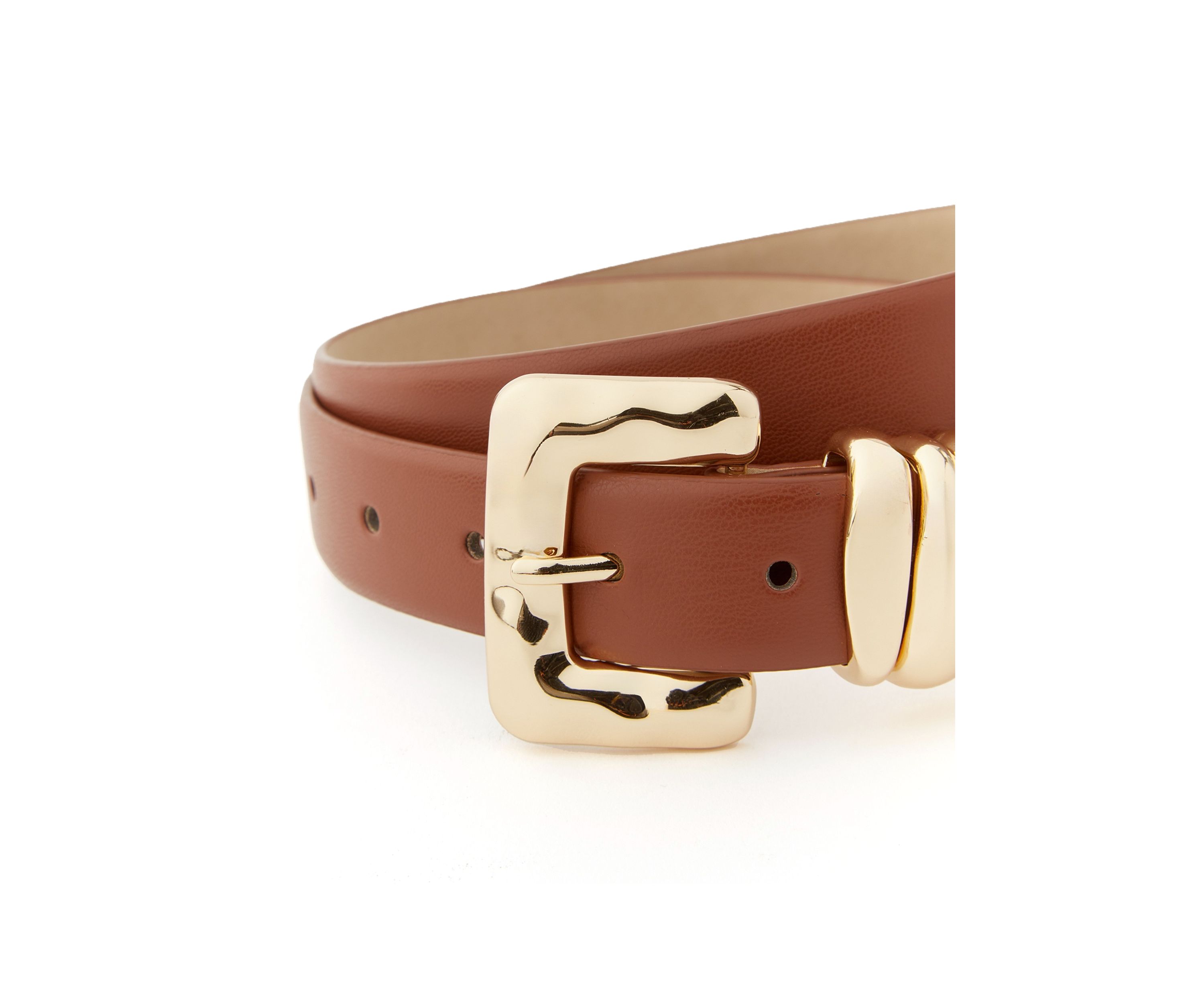 Organic Shaped Buckle and Loops Smooth Belt