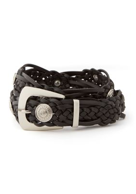 Vince Camuto Women's Braided Belt with Conchos, Black, Small