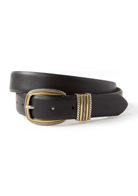 Vince Camuto Women's Two Tone Texture Multi Loop Belt, Black, Medium