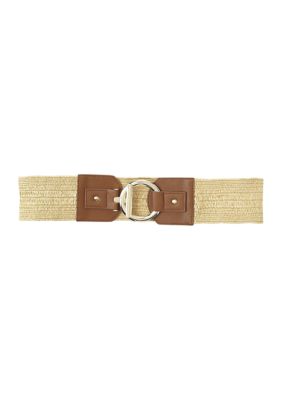 Vince Camuto Circle Bar Stretch Raffia Belt | Belk display picture 3