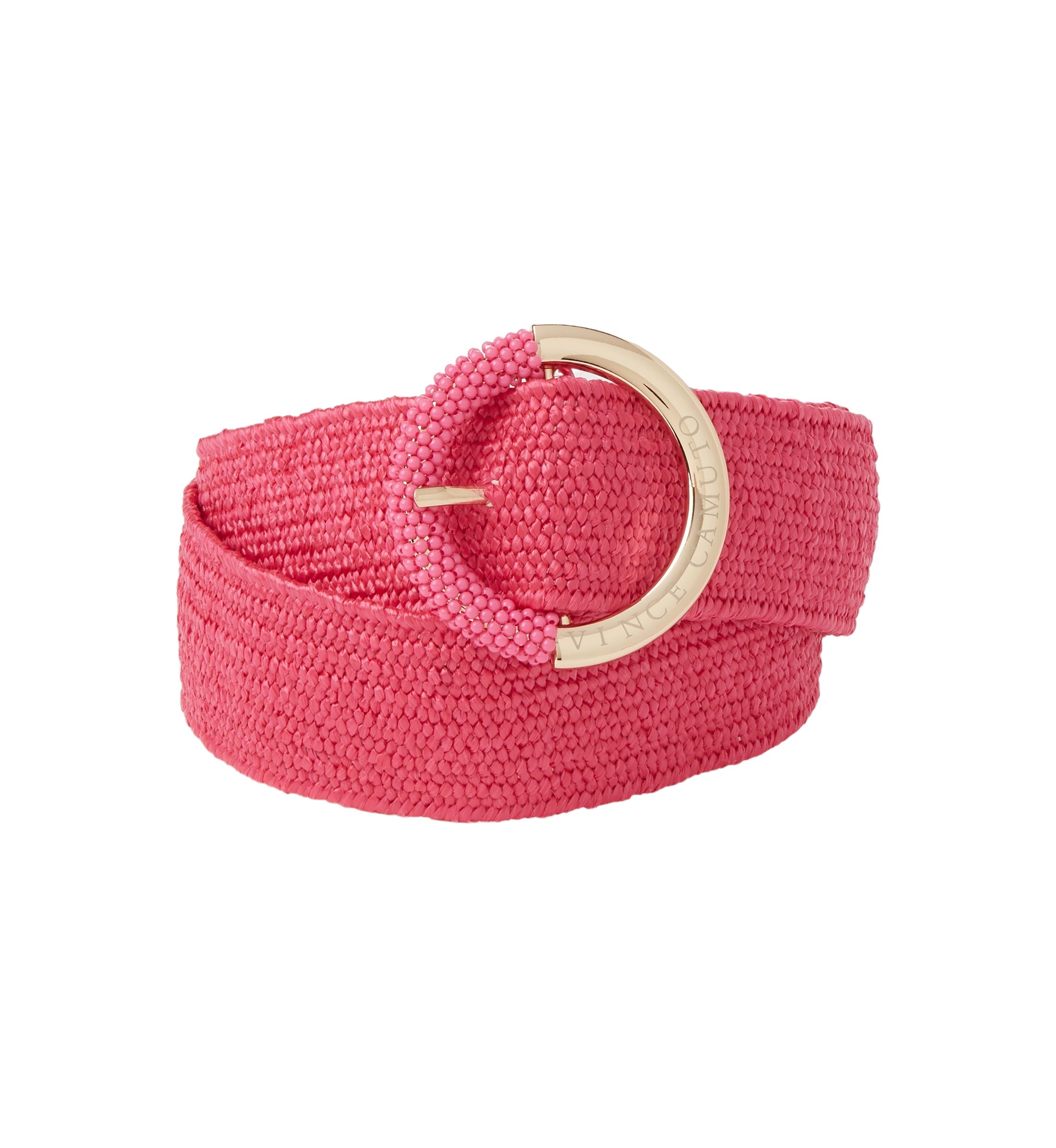 Stretch Raffia Belt with Beaded Buckle