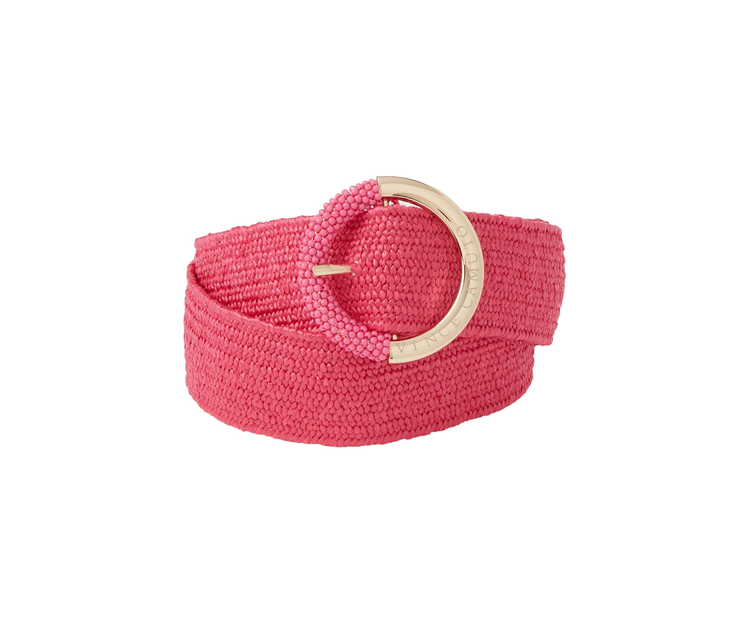 Stretch Raffia Belt with Beaded Buckle