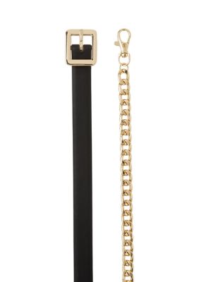 Vince Camuto Women's 2 for 1 Belt Set, Black, S/M