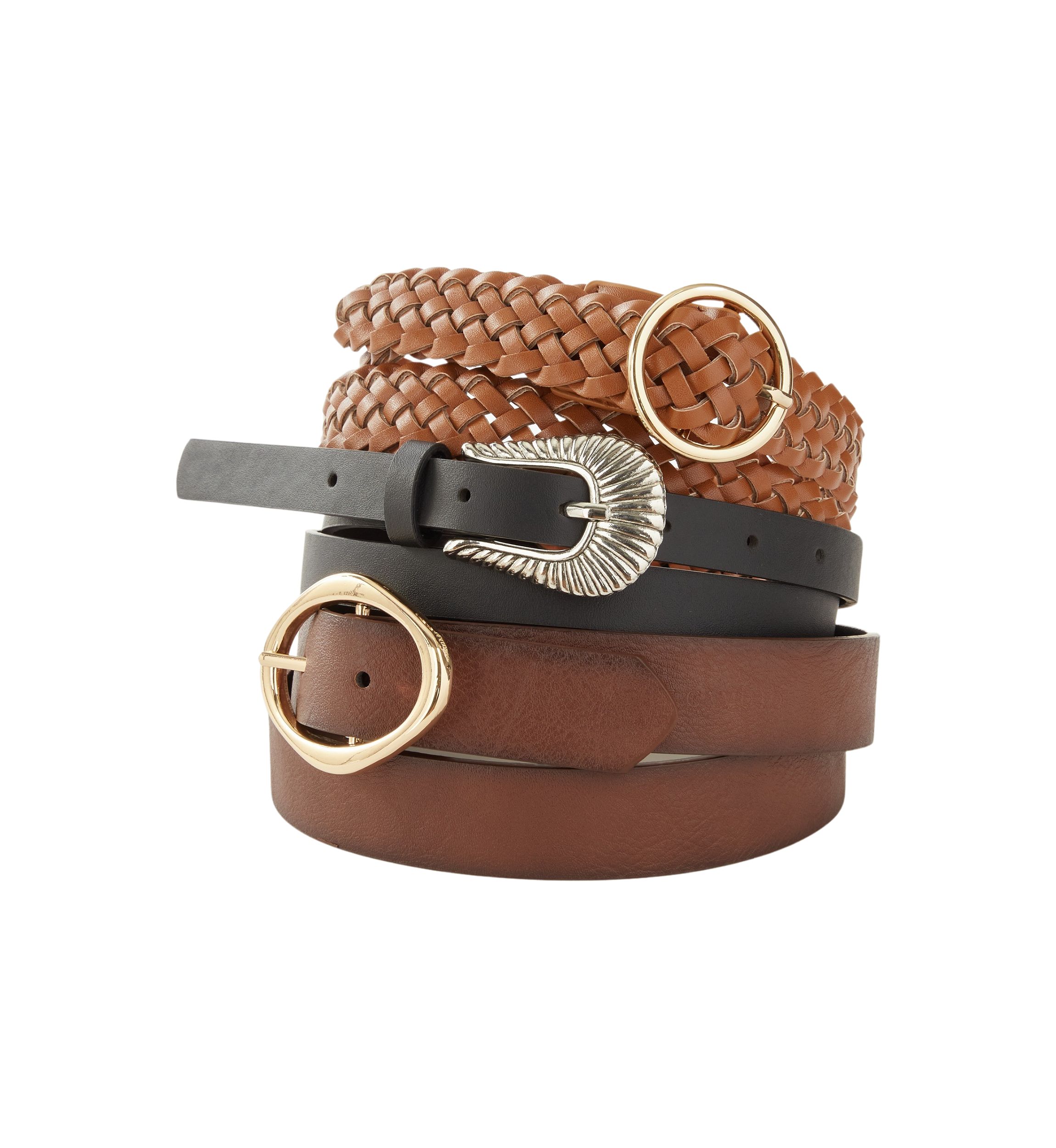 3 for 1 Wide Braided Reversible Belt Set