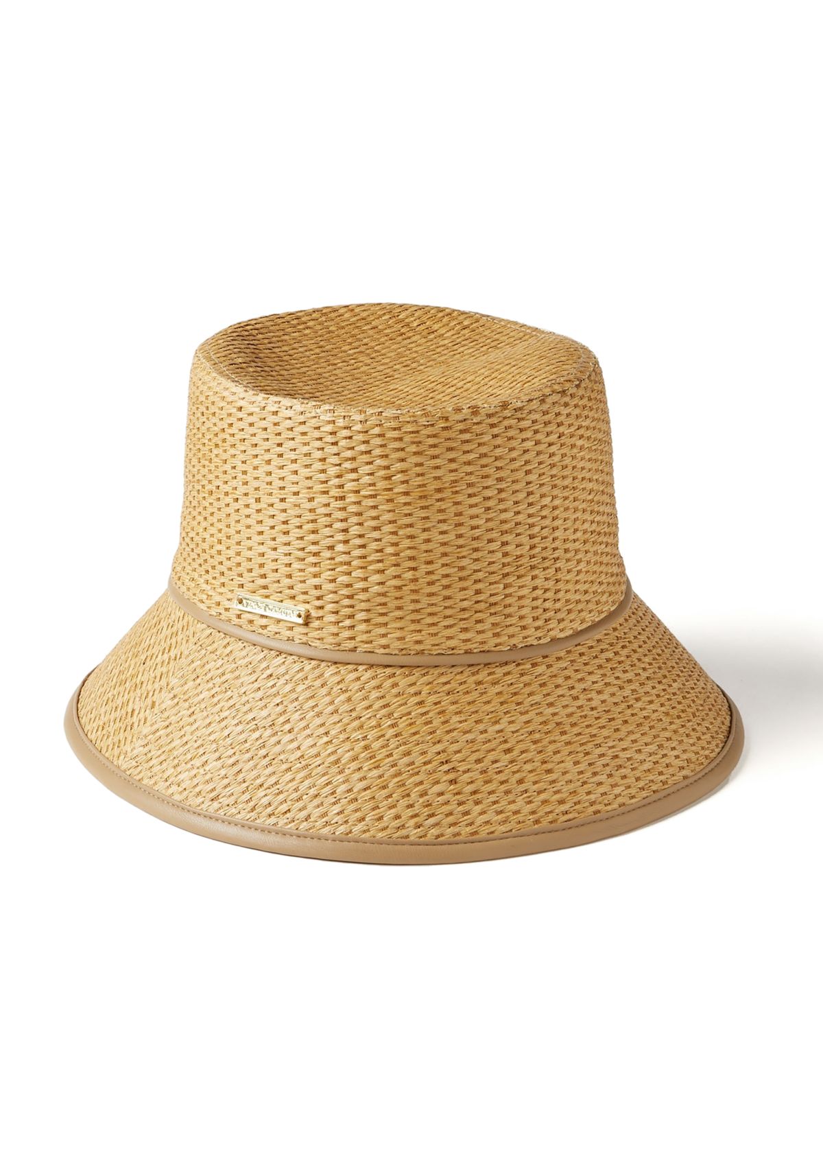 Textured Straw Bucket Hat with Binding