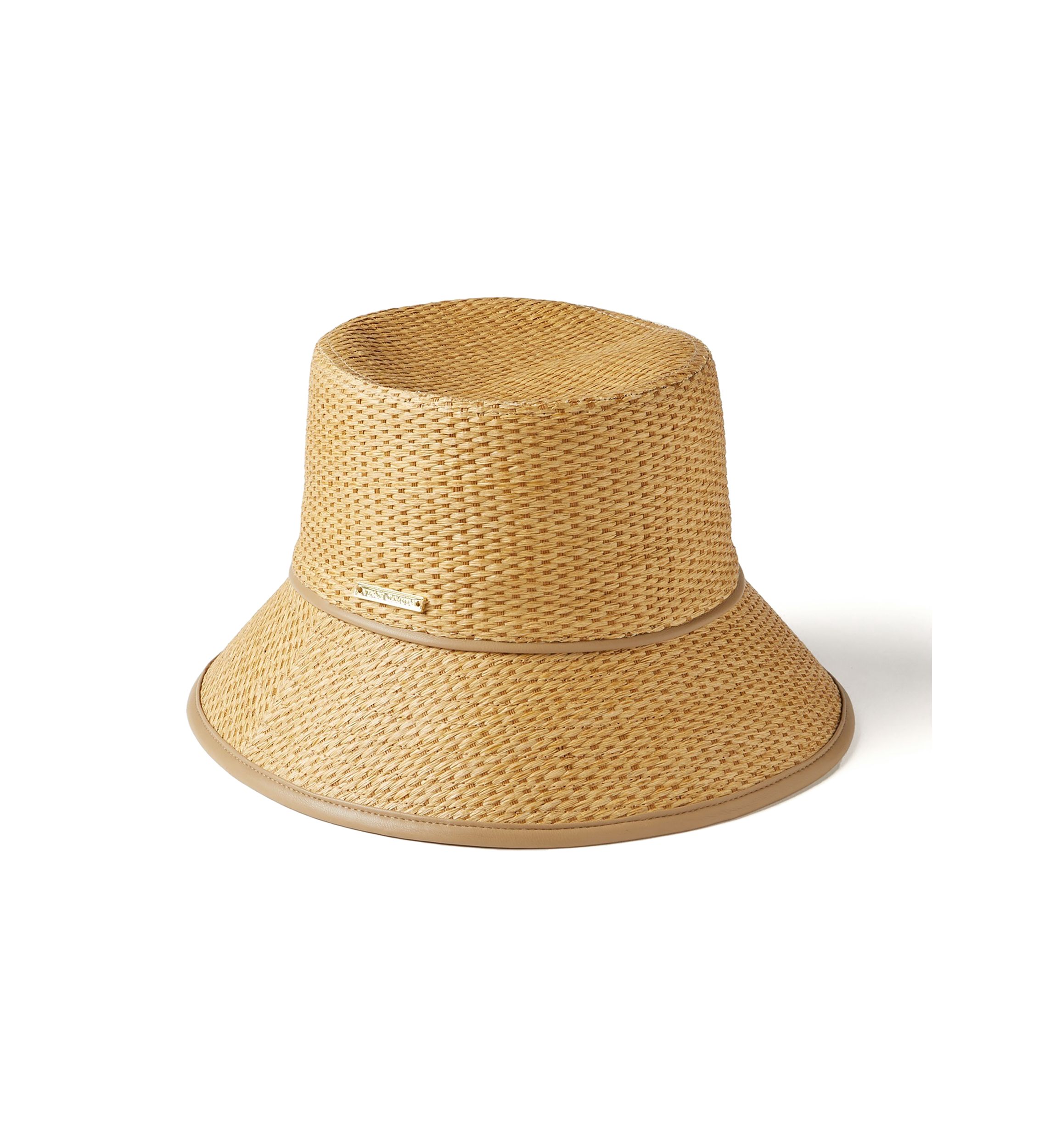 Textured Straw Bucket Hat with Binding