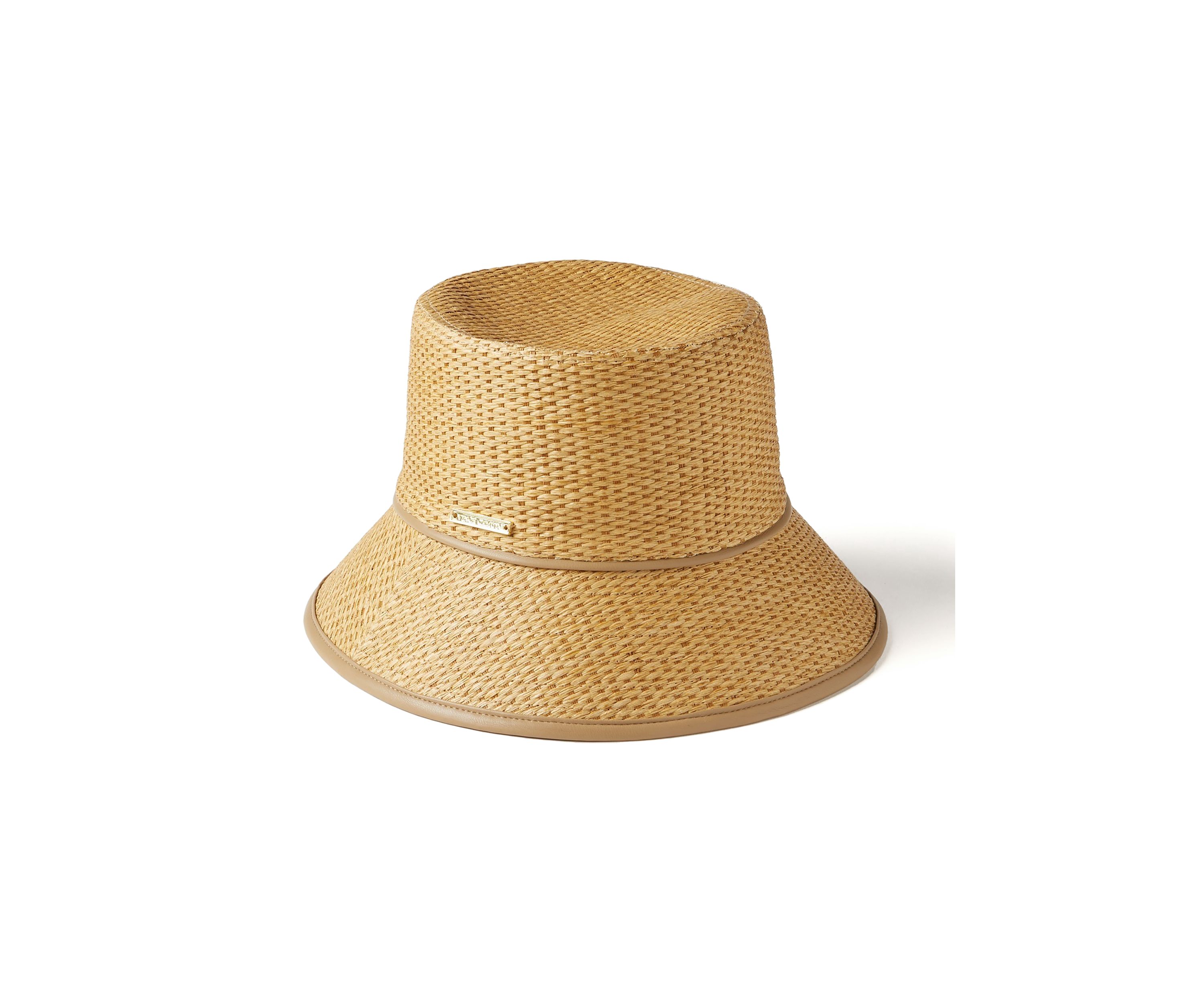 Textured Straw Bucket Hat with Binding