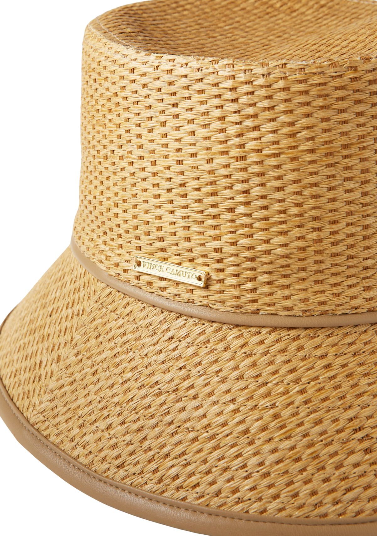 Textured Straw Bucket Hat with Binding