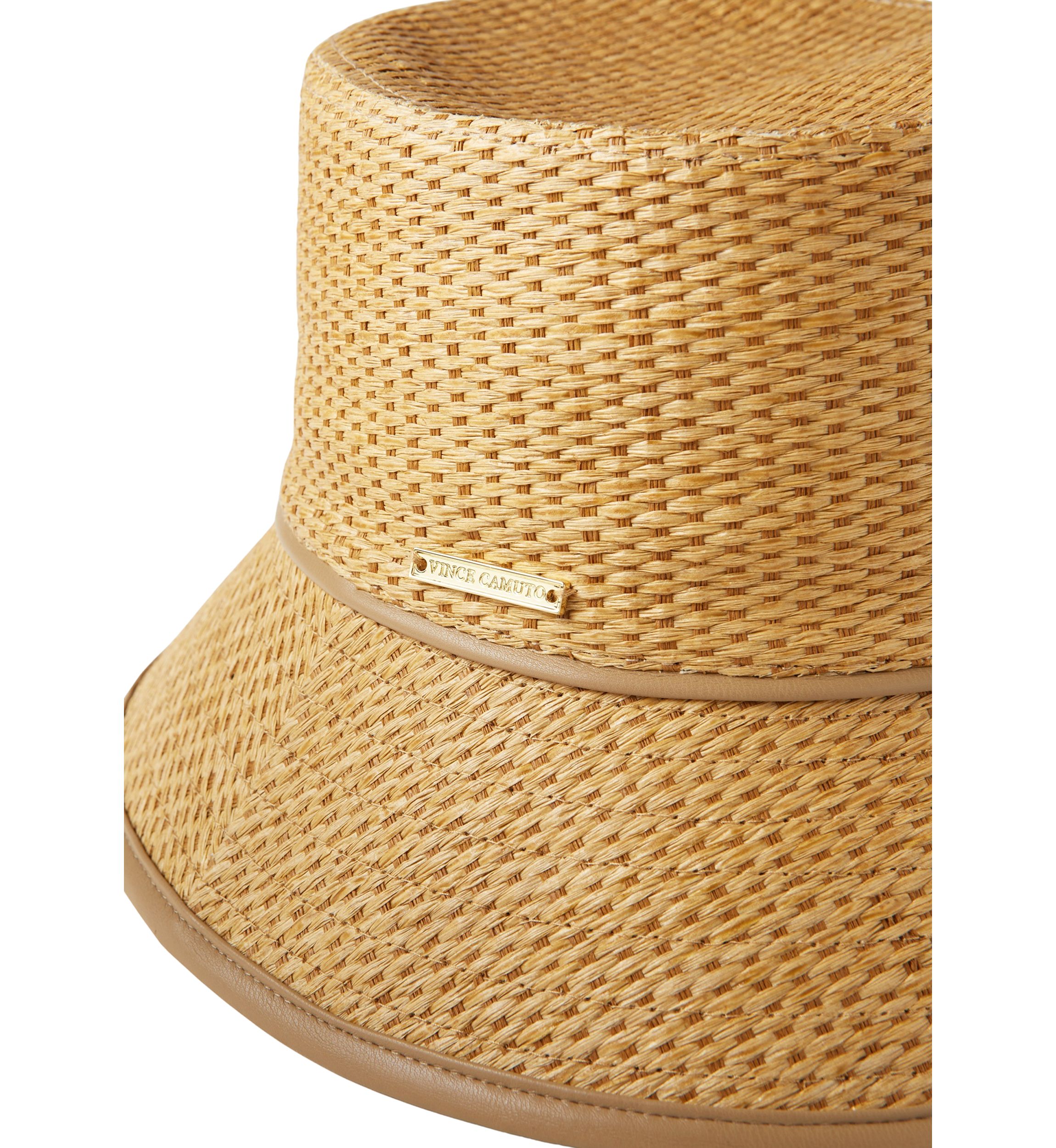 Textured Straw Bucket Hat with Binding