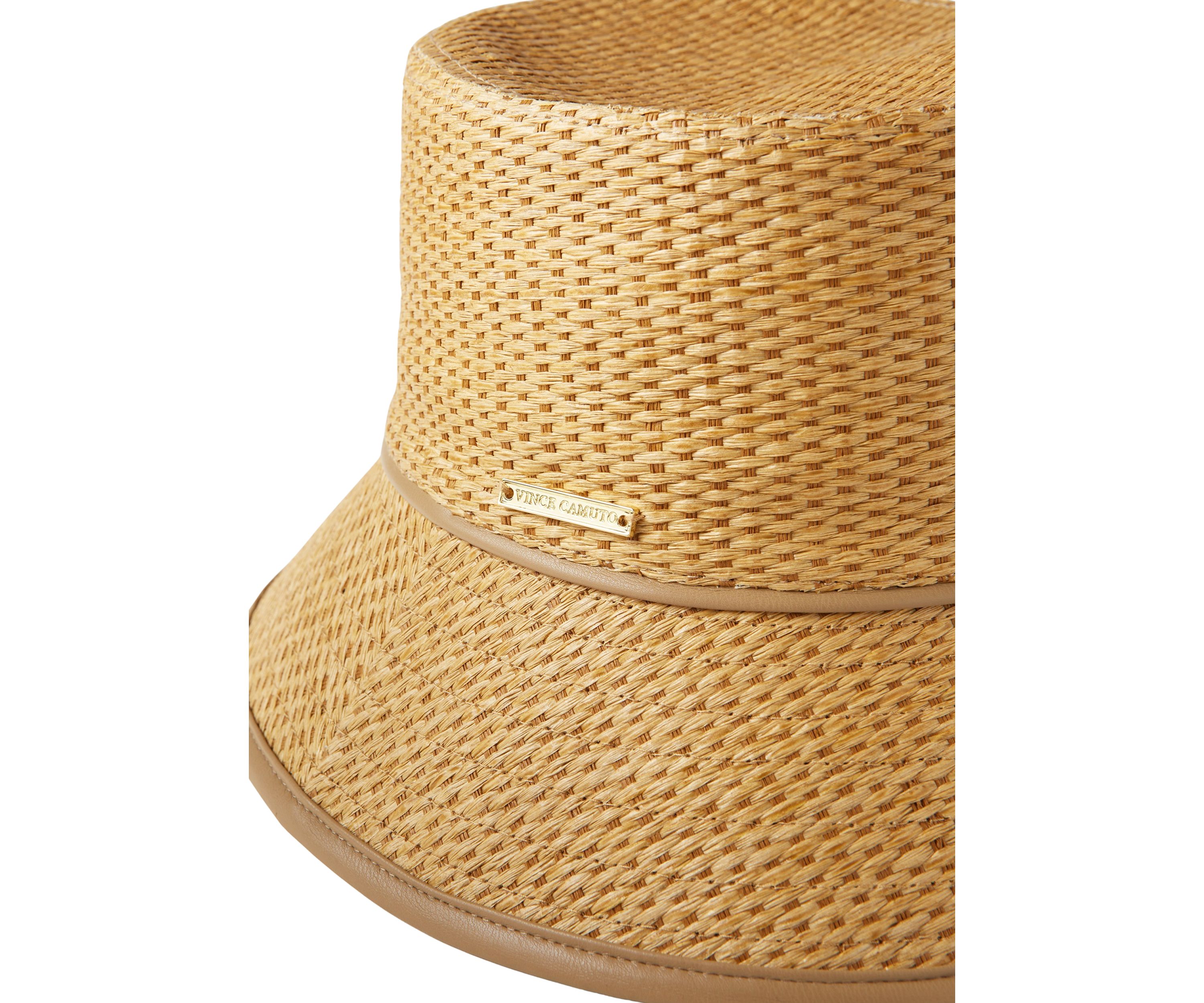 Textured Straw Bucket Hat with Binding