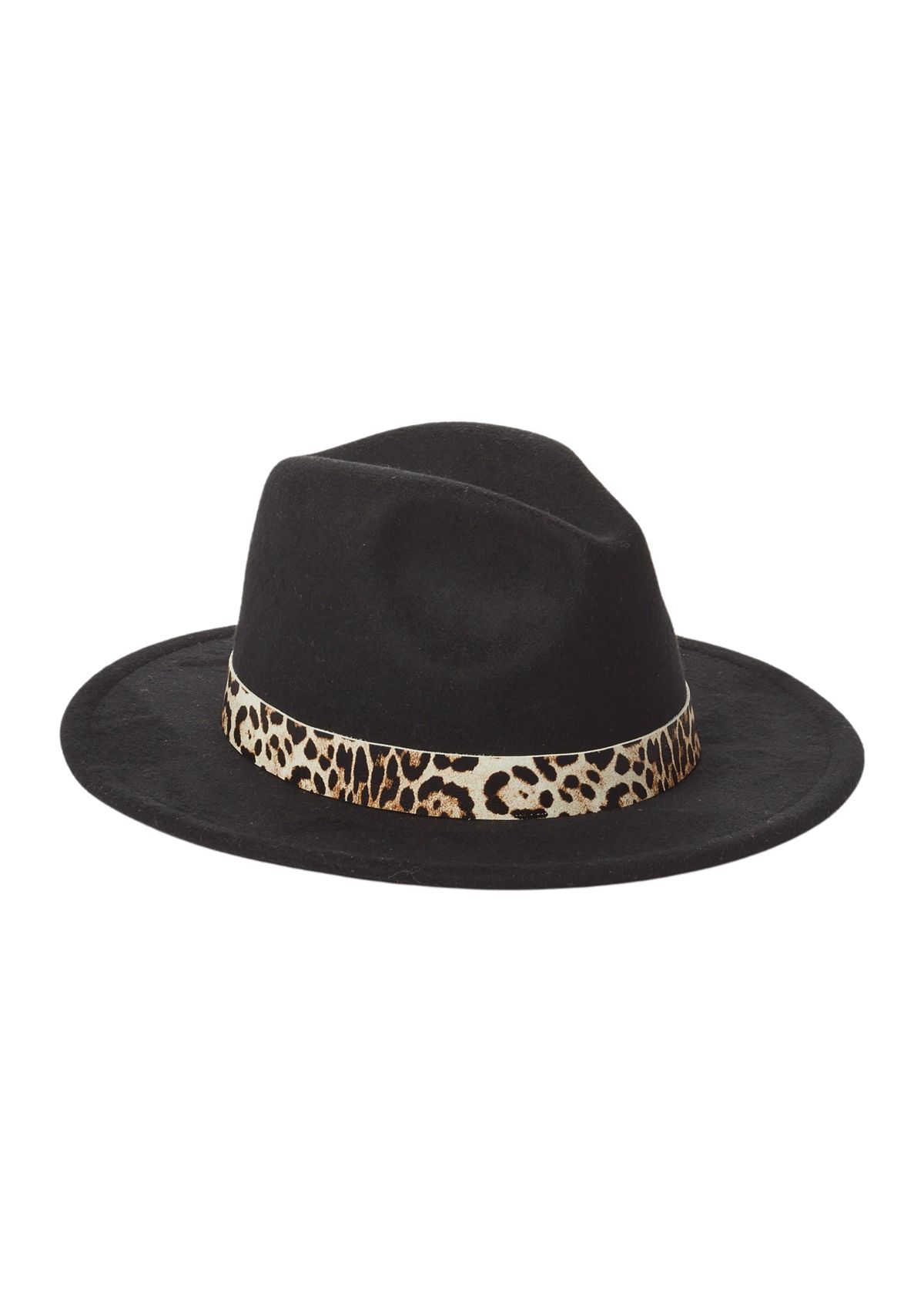 Vegan Leather Animal Print Banded Hat 