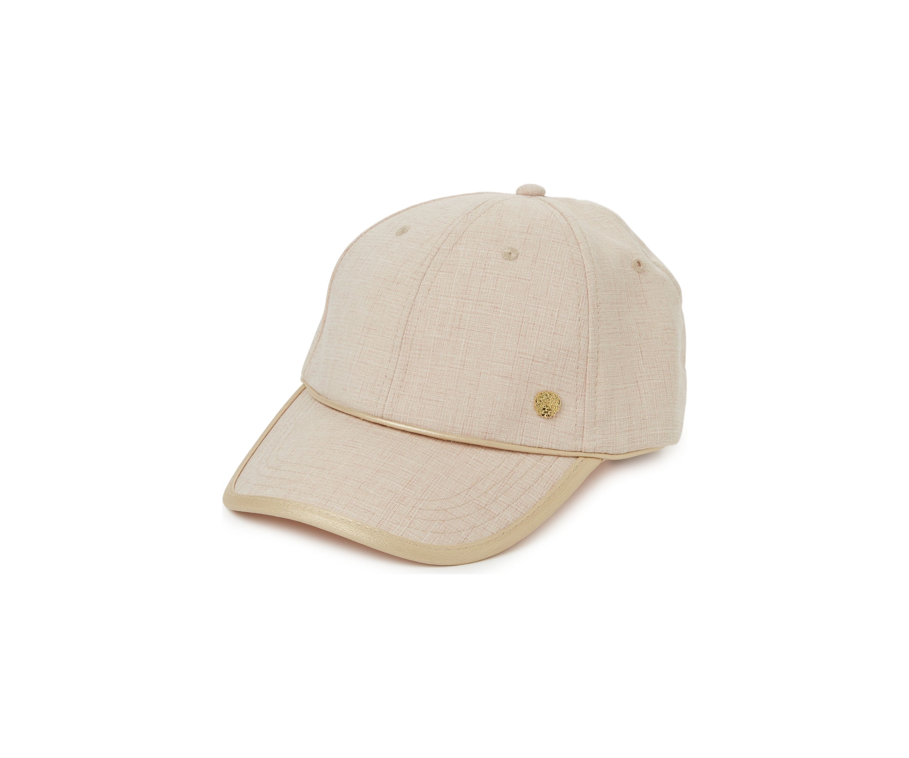 Womens Metallic Trim Linen Baseball Cap