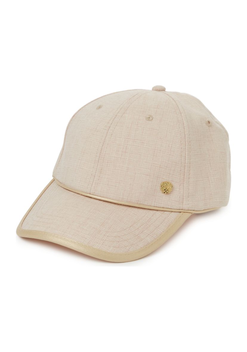 Womens Metallic Trim Linen Baseball Cap