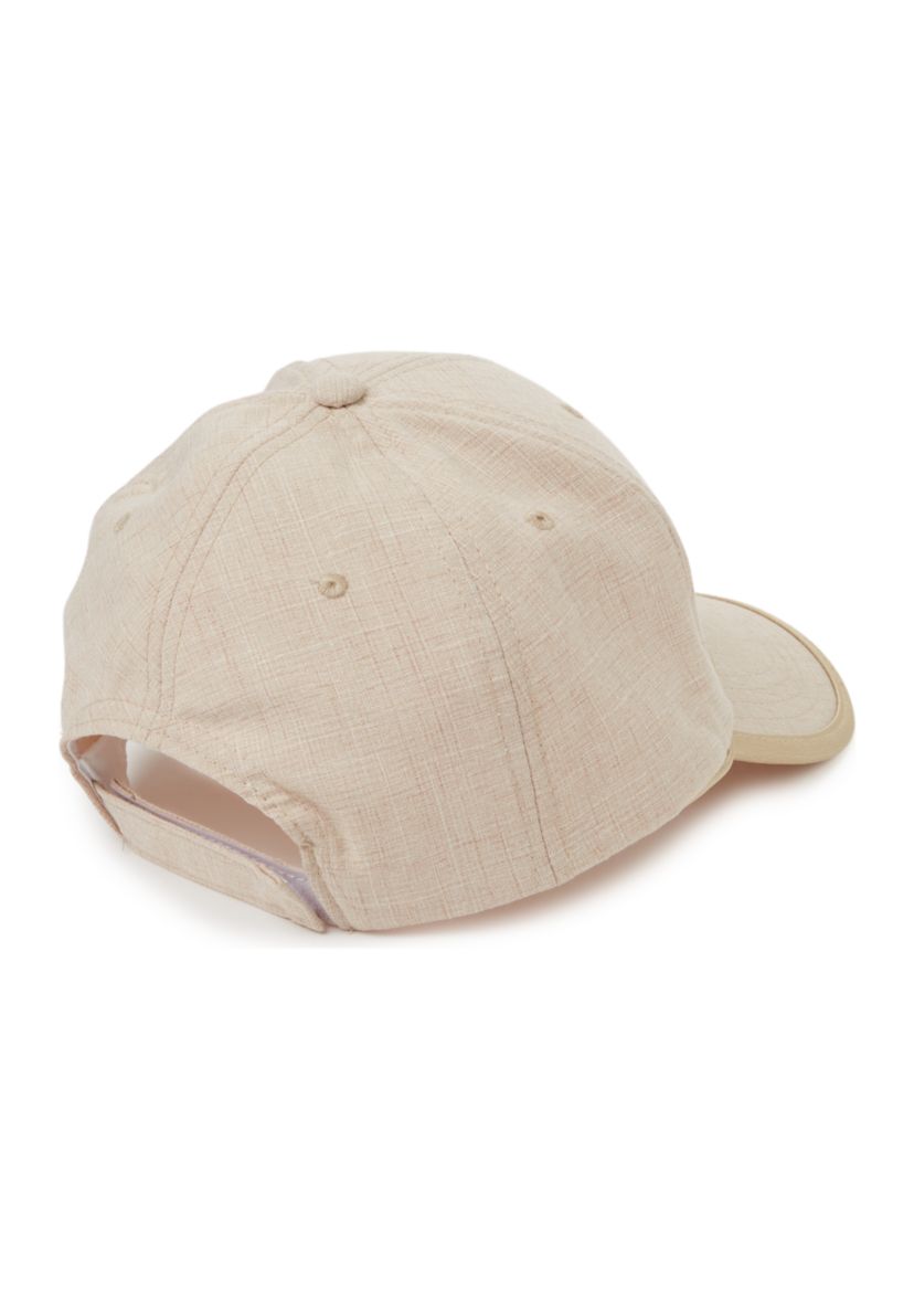 Womens Metallic Trim Linen Baseball Cap