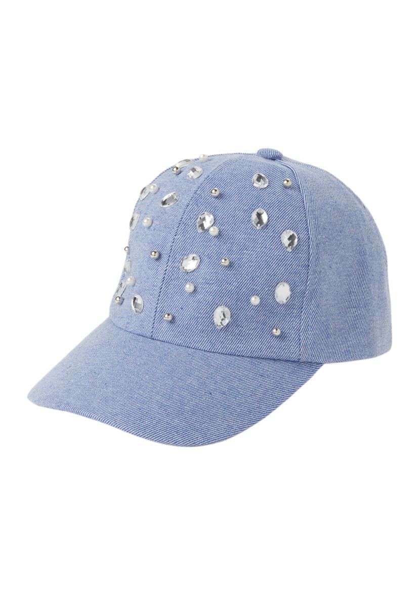 Rhinestone Denim Ballcap 
