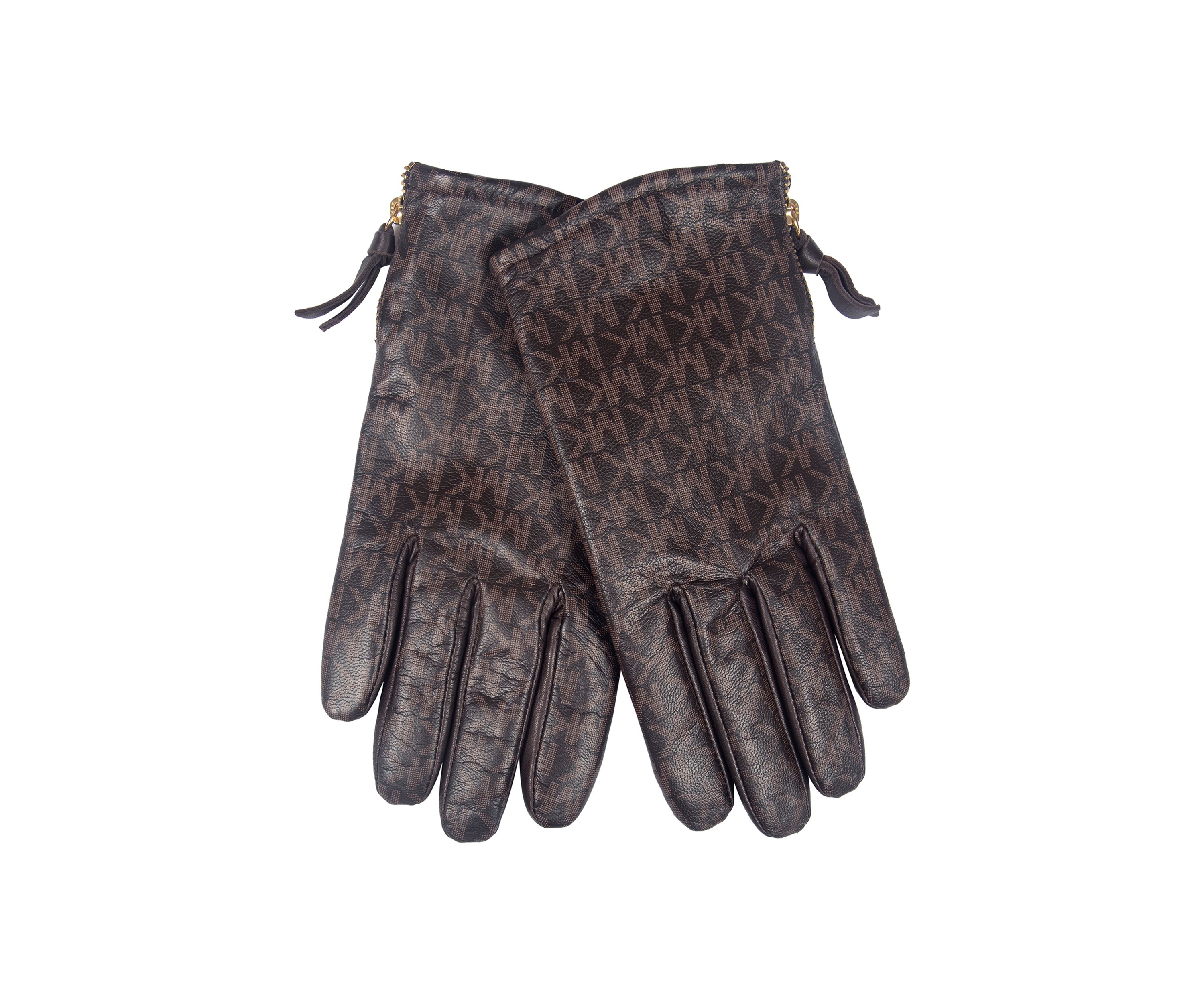 Printed Logo Leather Gloves