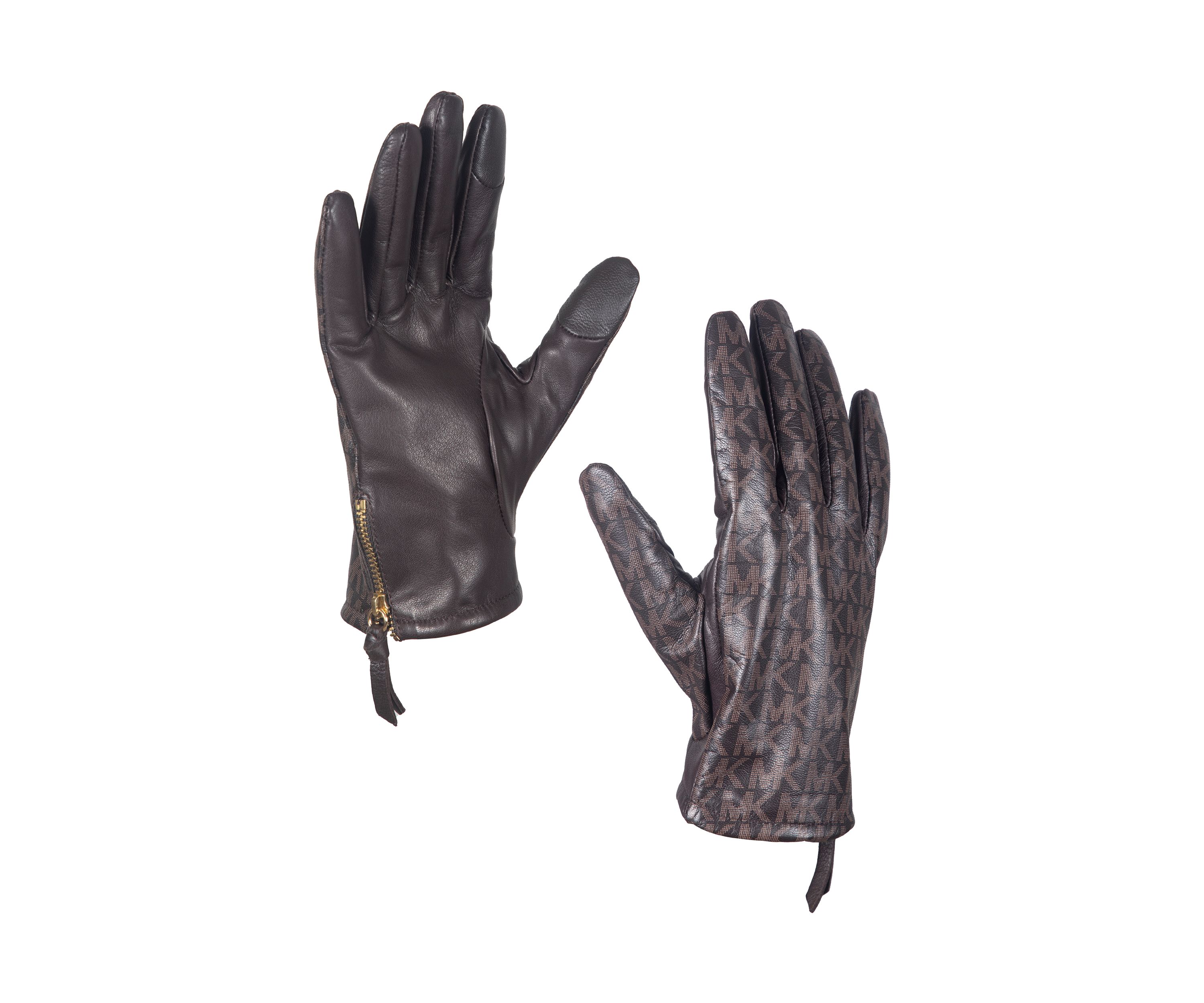 Printed Logo Leather Gloves