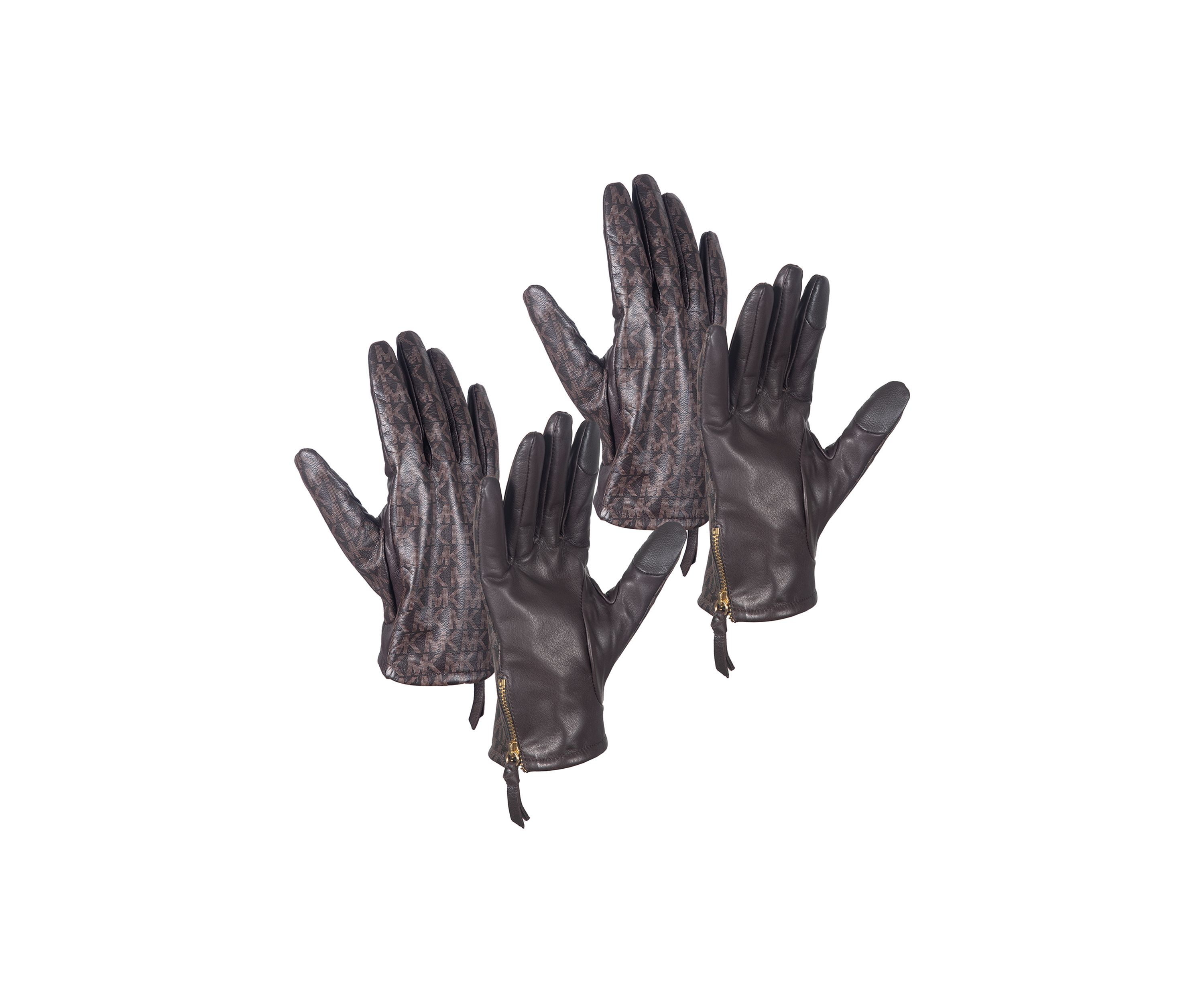 Printed Logo Leather Gloves