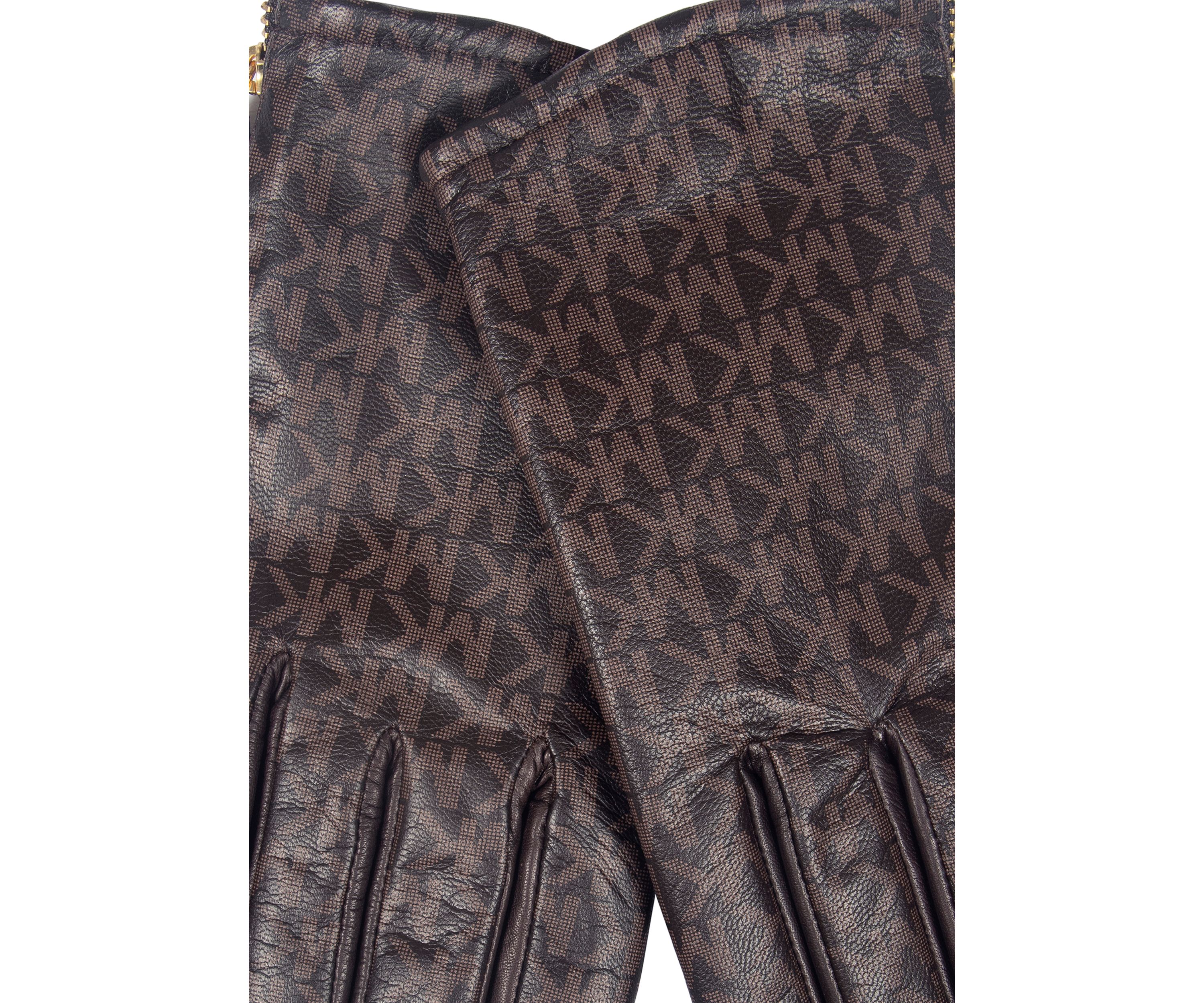 Printed Logo Leather Gloves