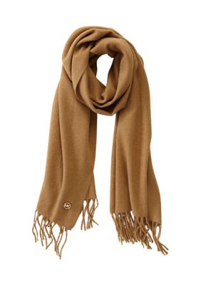 The Nines Camel Wool Scarf in Camel and Blue Camel
