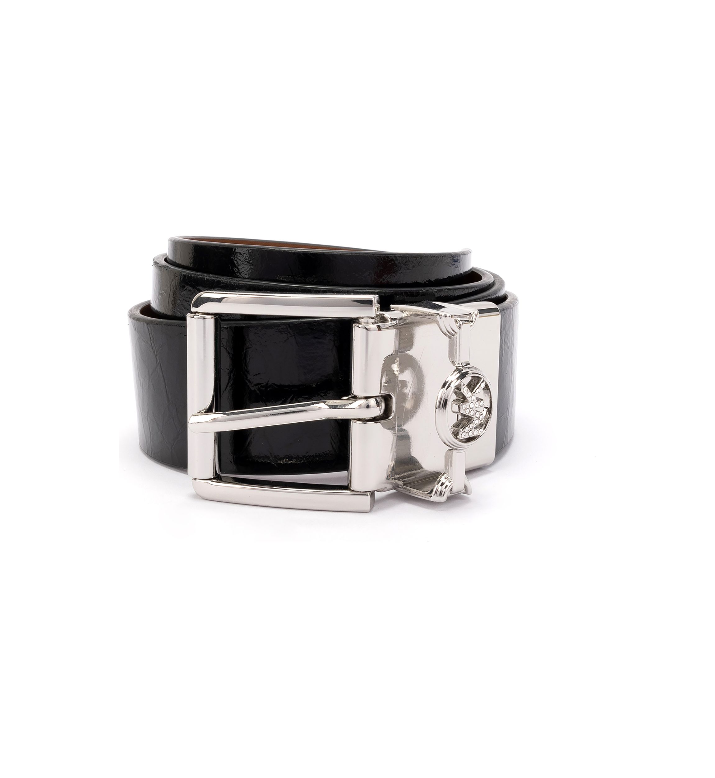 38 Millimeter Reversible Metallic Leather Belt