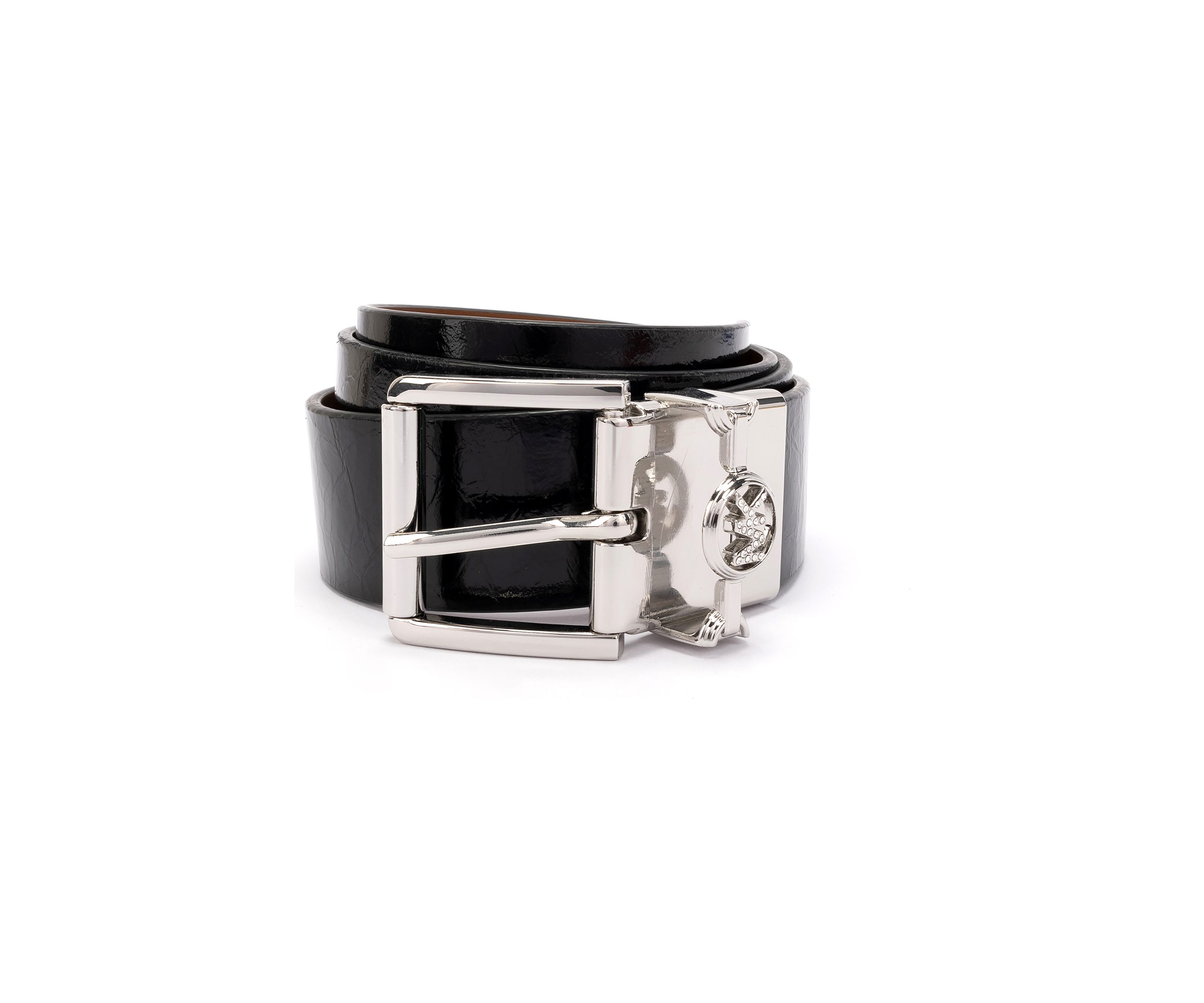 38 Millimeter Reversible Metallic Leather Belt