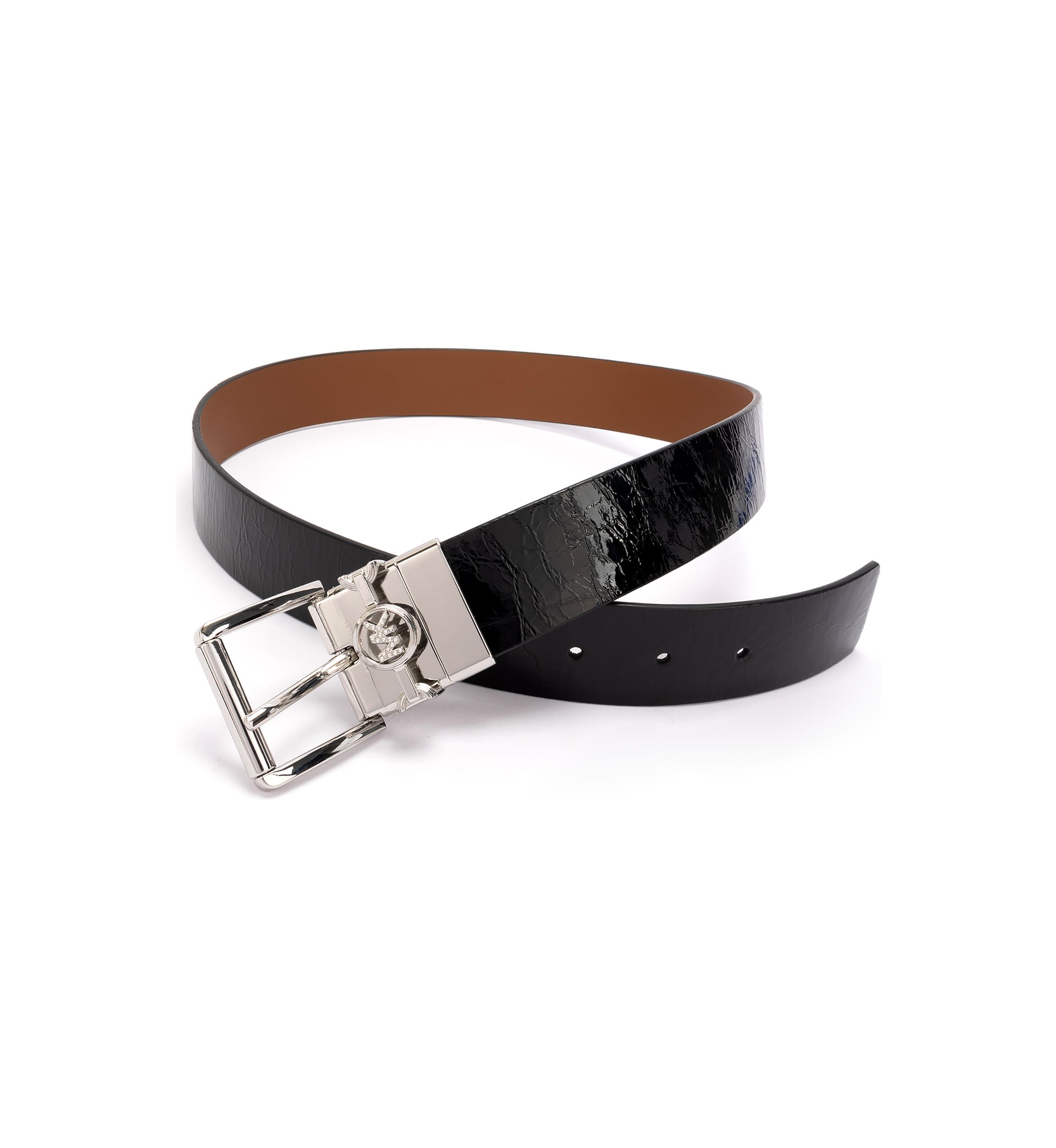 38 Millimeter Reversible Metallic Leather Belt