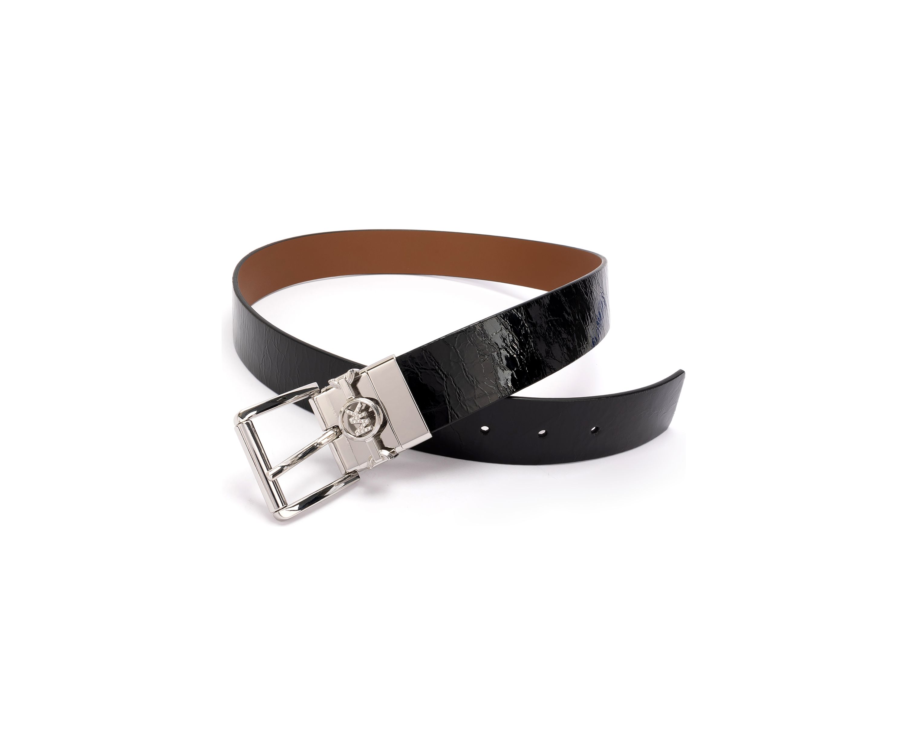 38 Millimeter Reversible Metallic Leather Belt