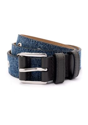 Michael Kors Women's 28 Millimeter Denim Belt with Grommets, Blue