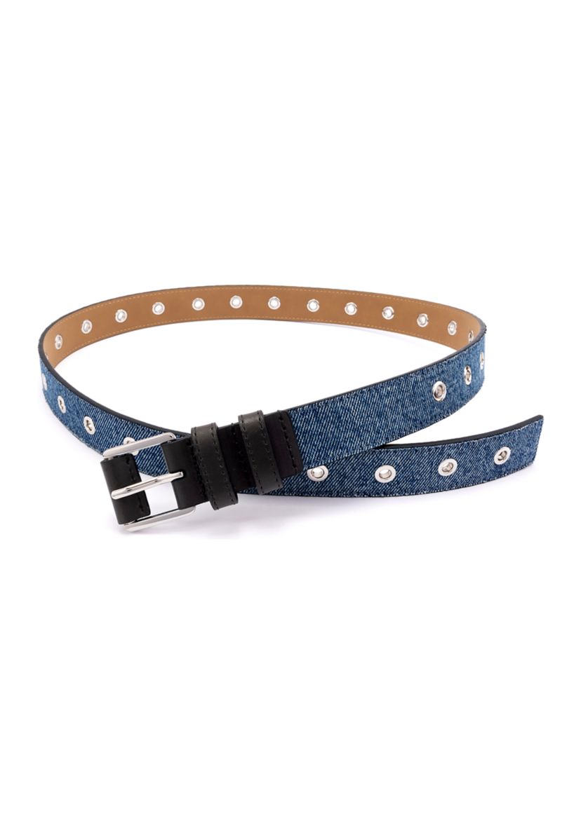 28 Millimeter Denim Belt with Grommets 