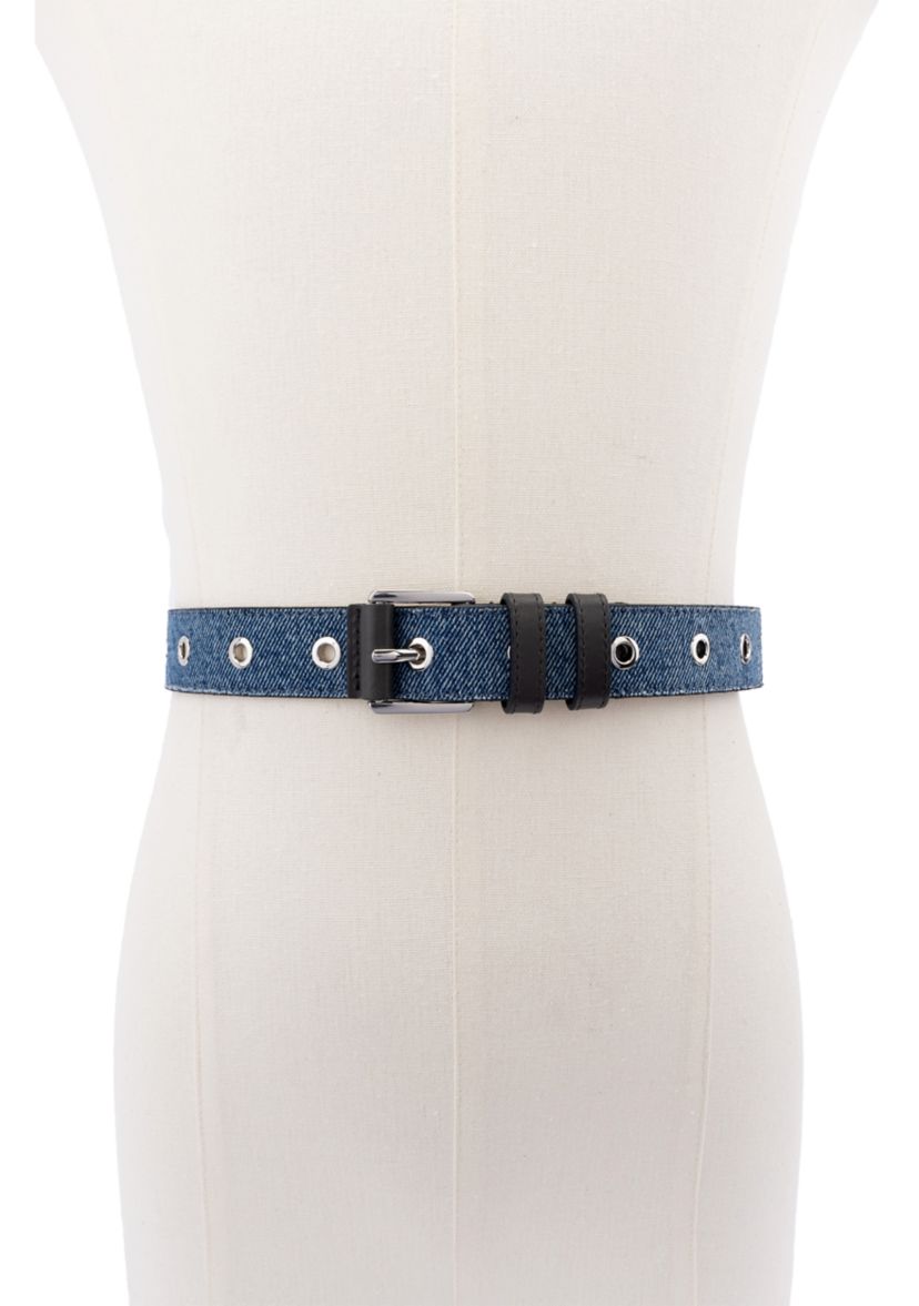 28 Millimeter Denim Belt with Grommets 
