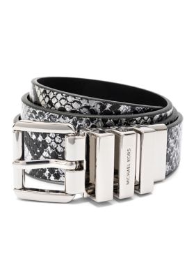 Michael Kors Women's 28MM Reversible Snake Belt, Silver