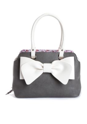 Sac à Main Satchel Cache Noir En Satin - Occasion Très Bon État - Sans Bretelle