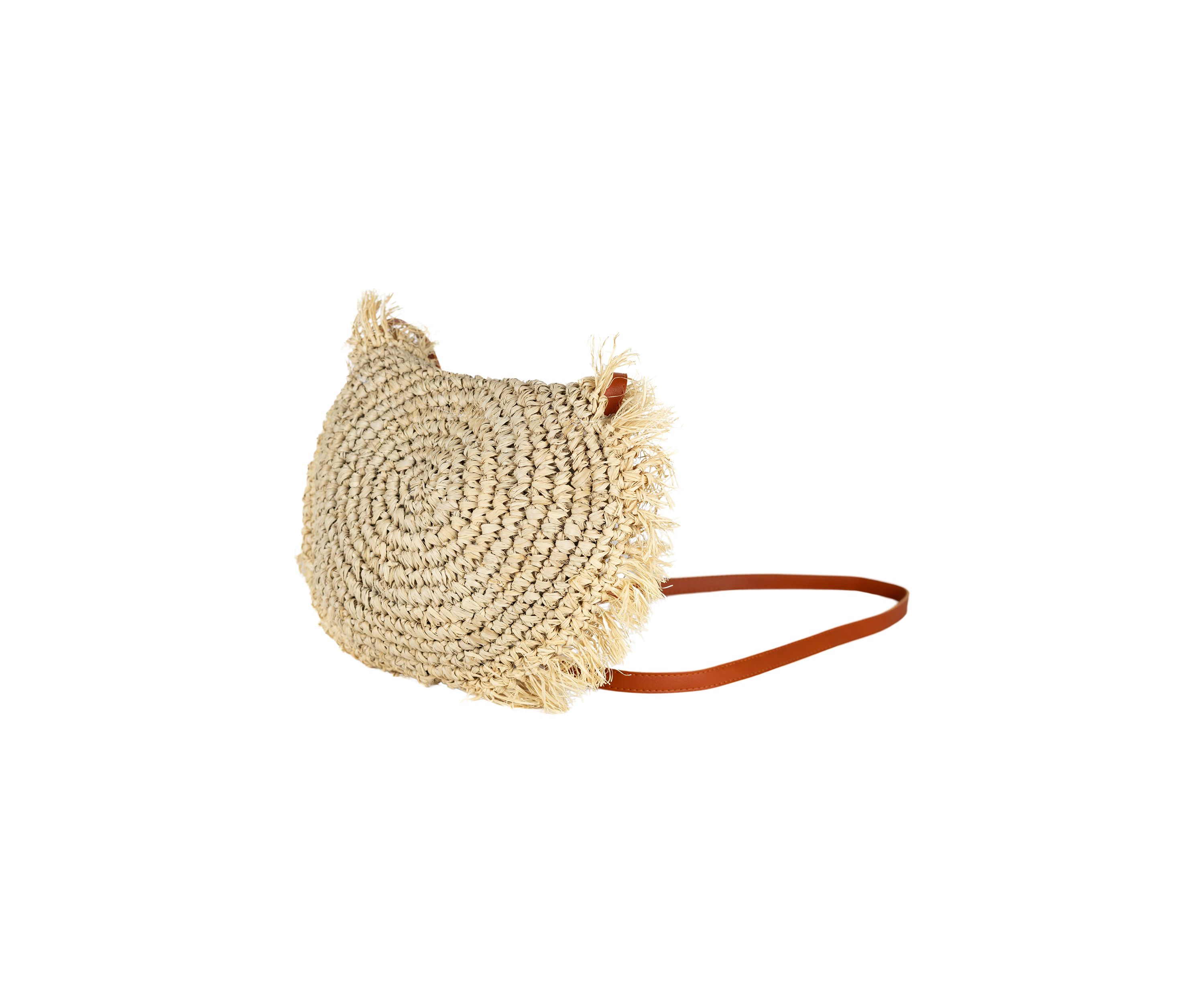 Straw Fringe Half Moon Crossbody 