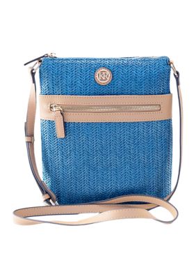 Straw North South Crossbody Bag