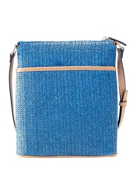 Straw North South Crossbody Bag