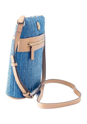 Straw North South Crossbody Bag