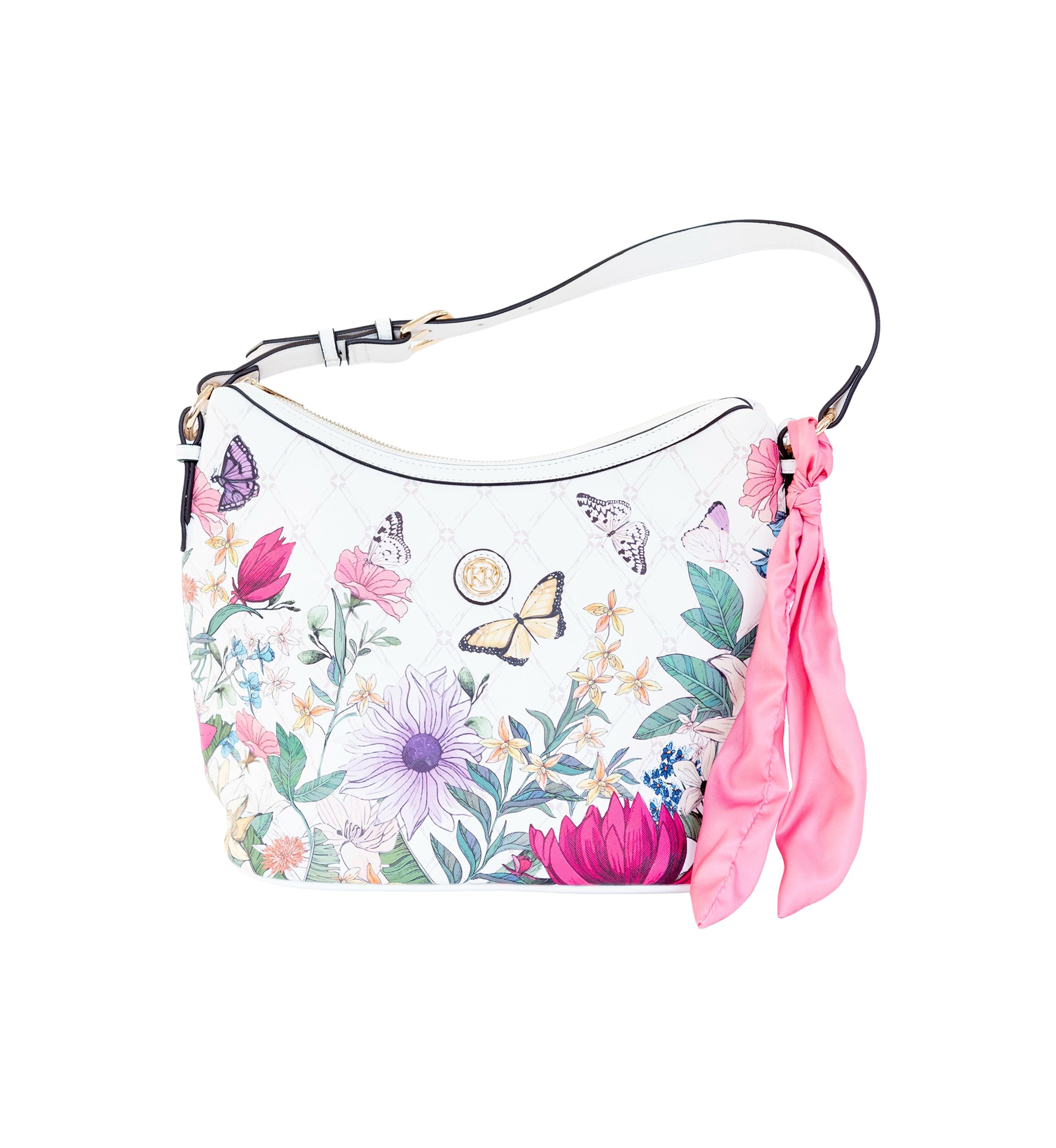 Floral Saffiano Hobo Bag