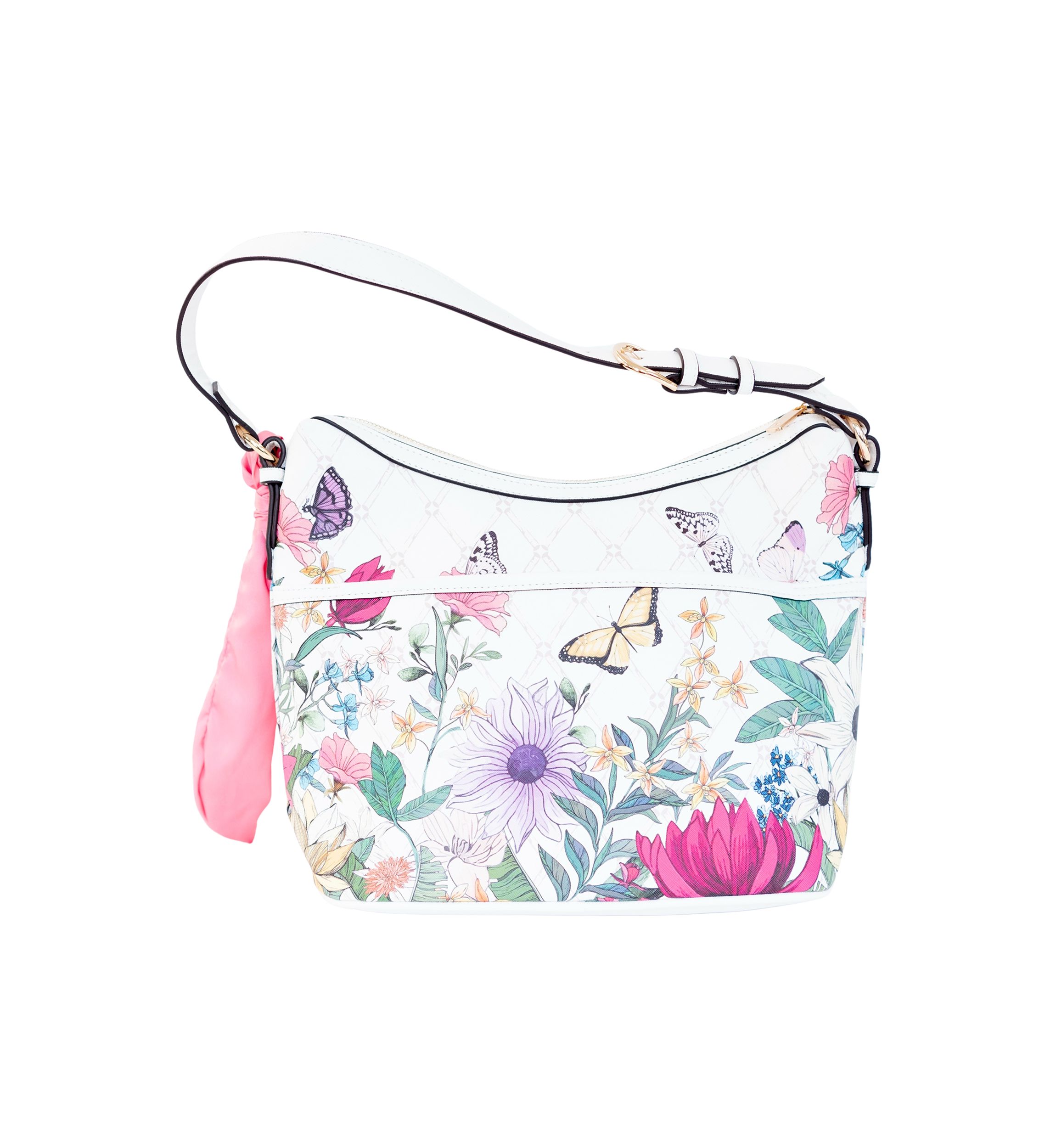 Floral Saffiano Hobo Bag