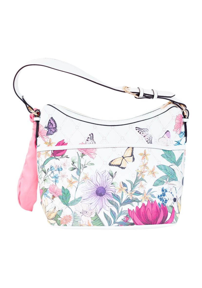 Floral Saffiano Hobo Bag