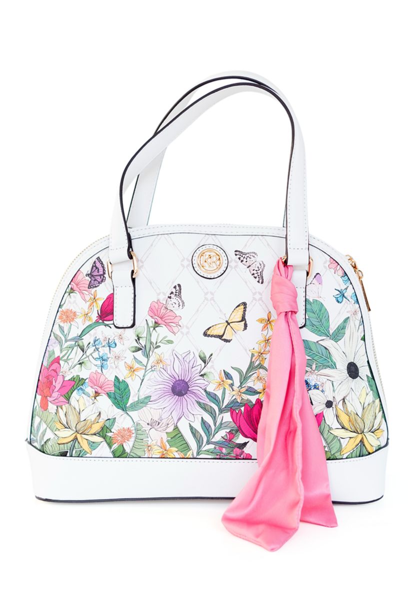 Floral Saffiano Dome Satchel