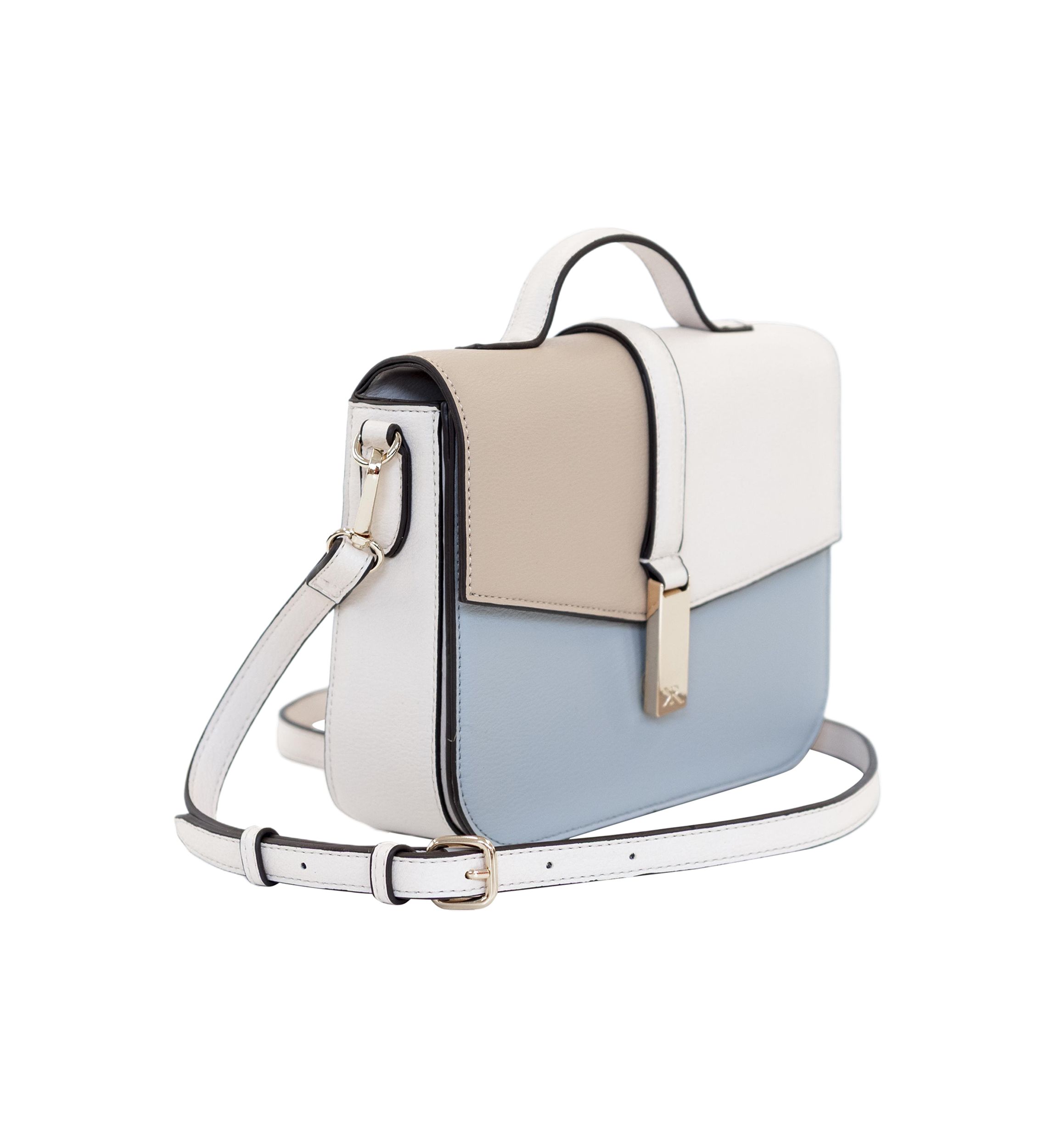 Resin Pebbled Faux Leather Color Blocked Crossbody