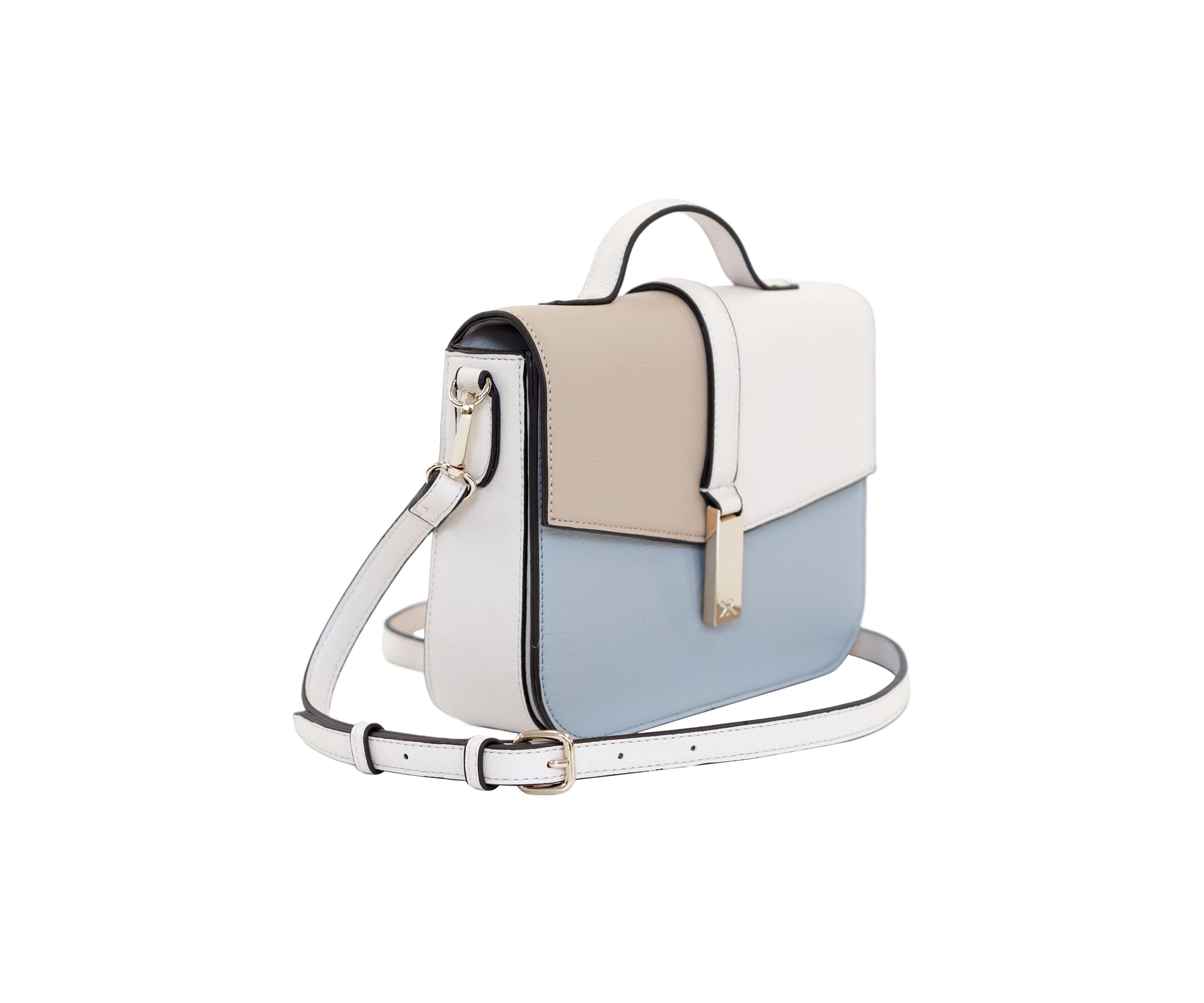 Resin Pebbled Faux Leather Color Blocked Crossbody