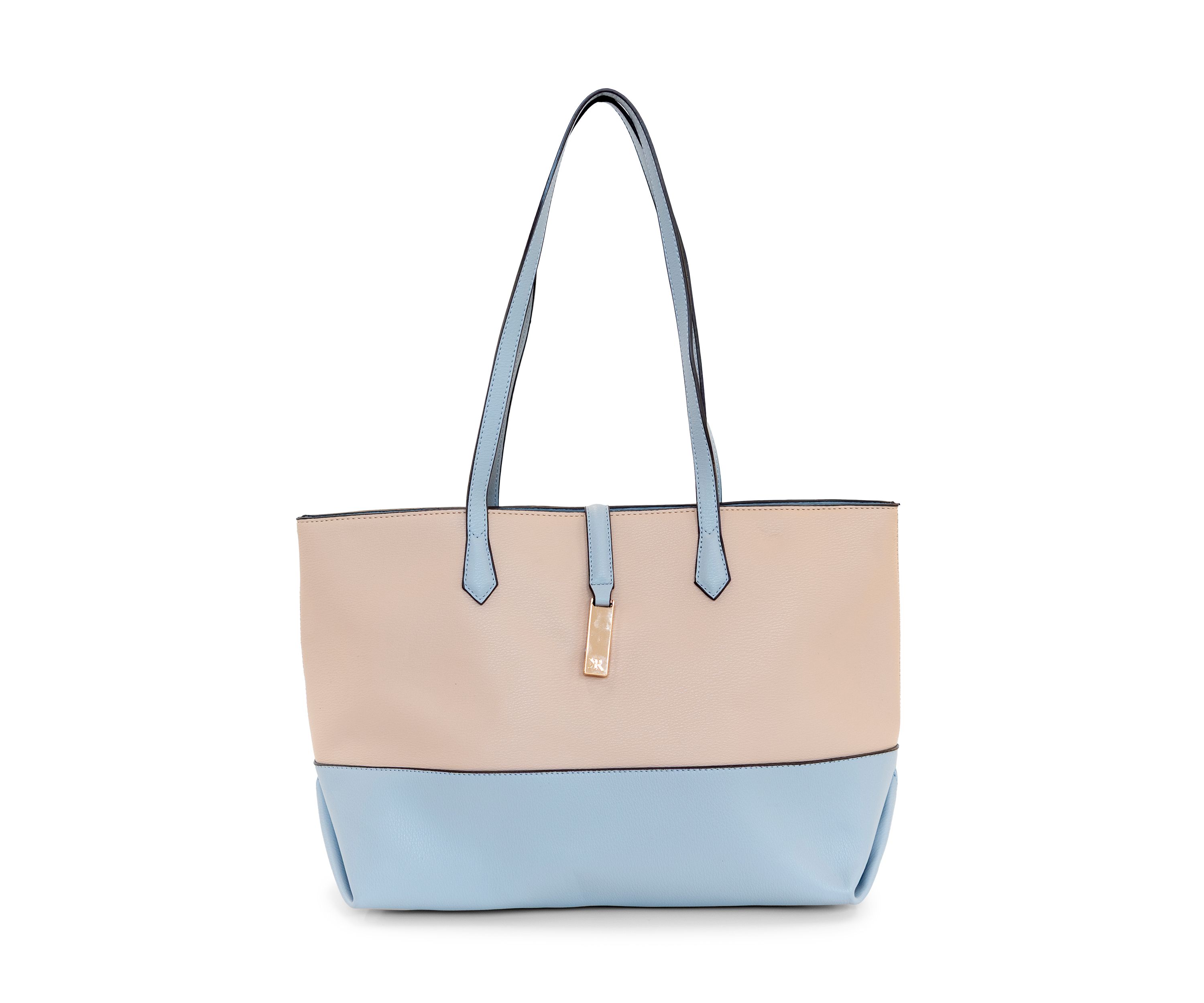 Pebbled Color Block Tote Bag