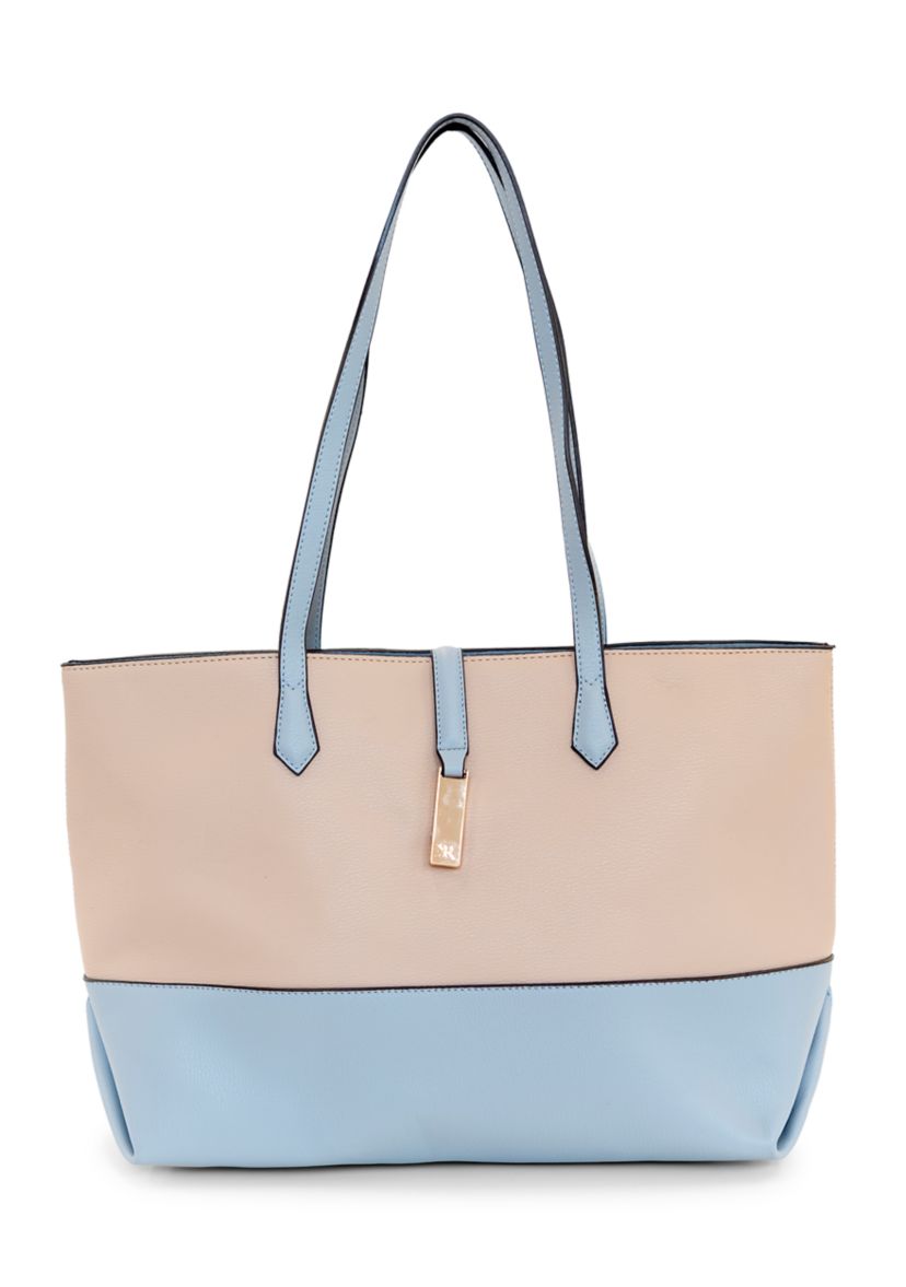 Pebbled Color Block Tote Bag