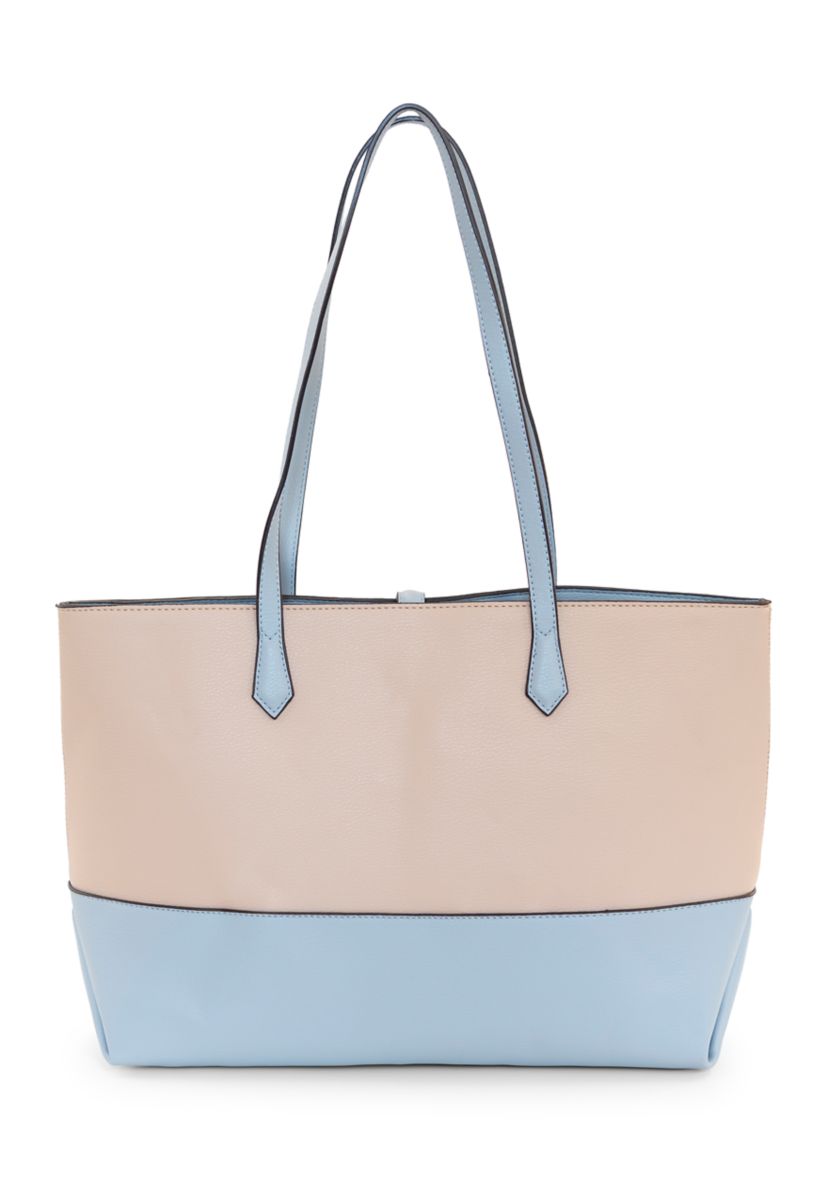 Pebbled Color Block Tote Bag