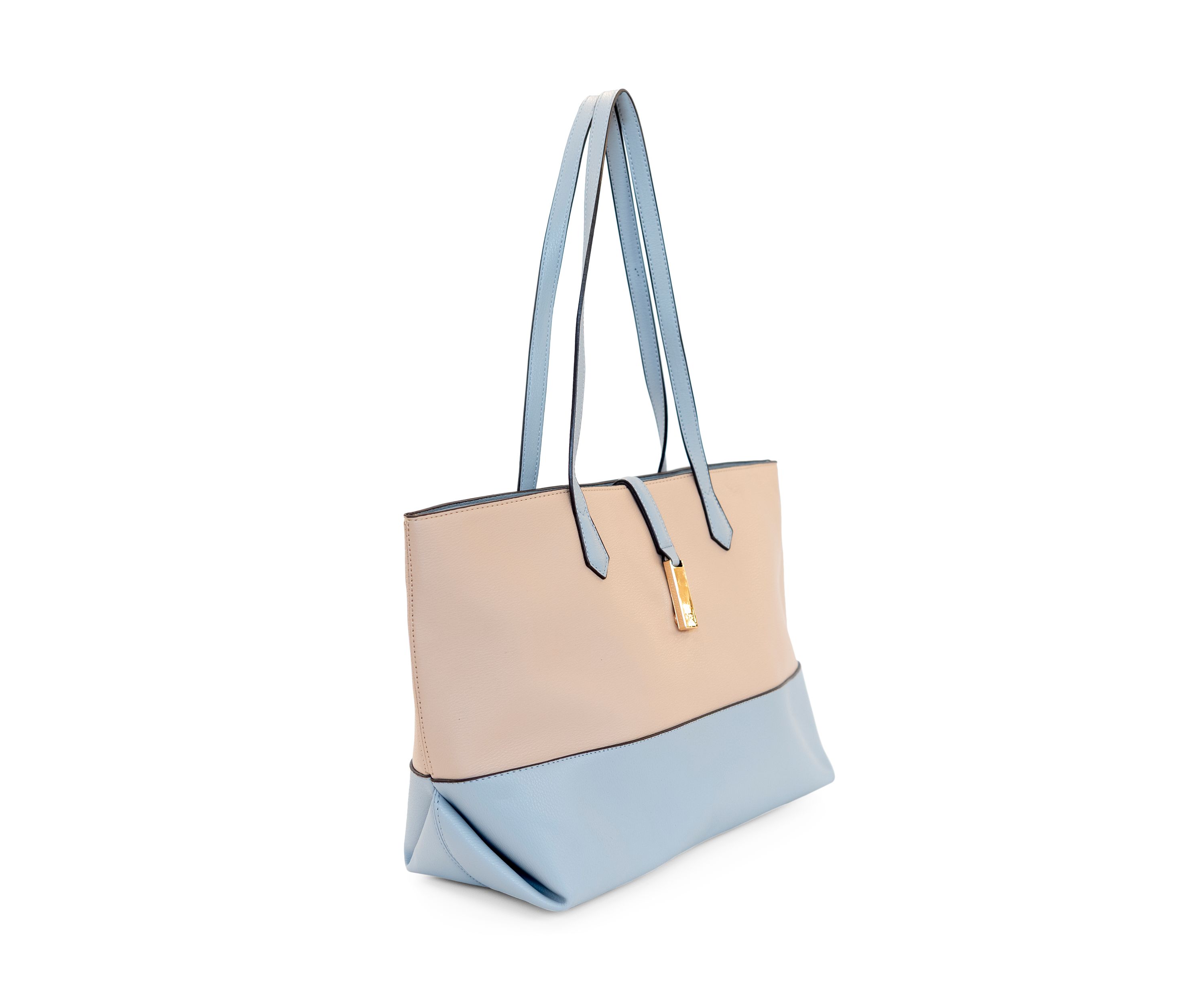 Pebbled Color Block Tote Bag