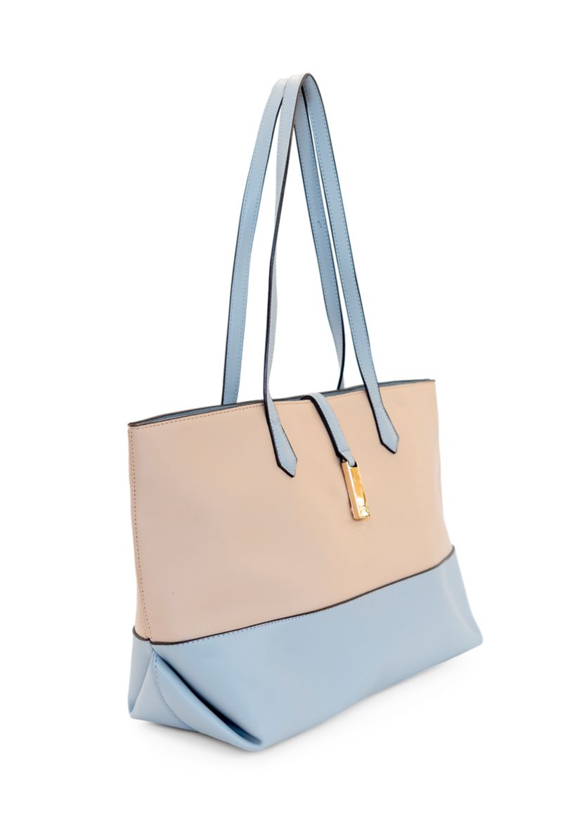 Pebbled Color Block Tote Bag