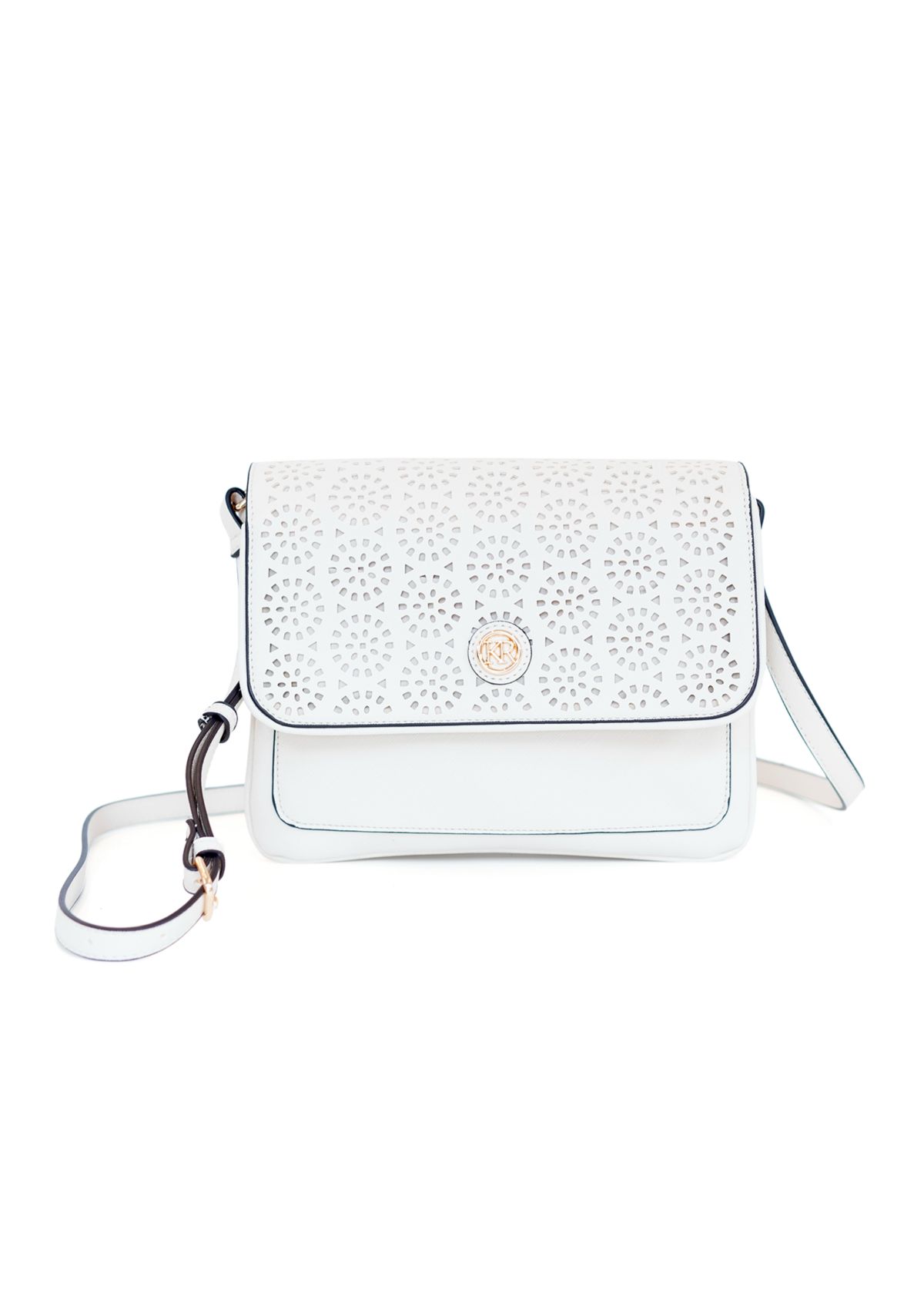 Saffiano Perforated Flap Crossbody